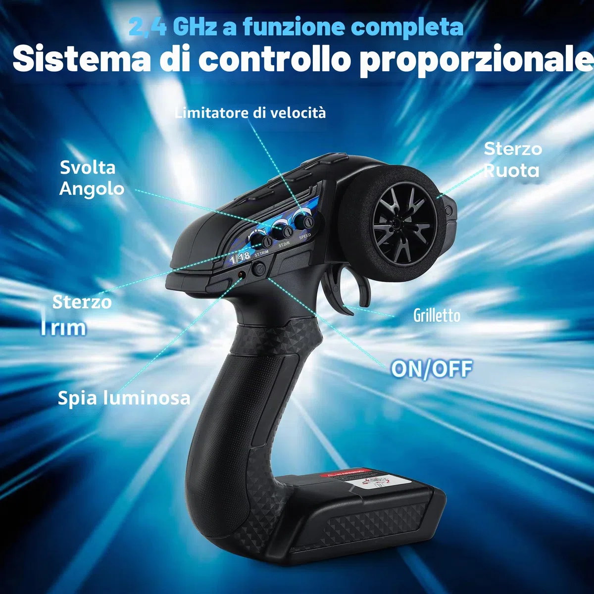 Herenear Auto Telecomandata, 60 Km/h Macchina Telecomandata, 1:18, 2.4Ghz, Motore Brushless, 4WD RC Drift Car con Luci, 40 minuti All Terrain Offroad Telecomandata Auto Gioco Regalo