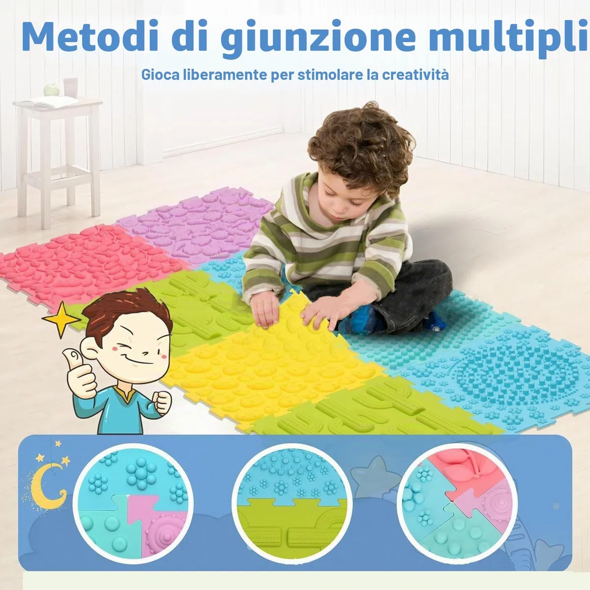 Tavole Sensoriali per Esplorazione Multisensoriale 6 Pezzi - Tappeto Massaggio Bambini Autistici - Puzzle Giocattoli Tattili