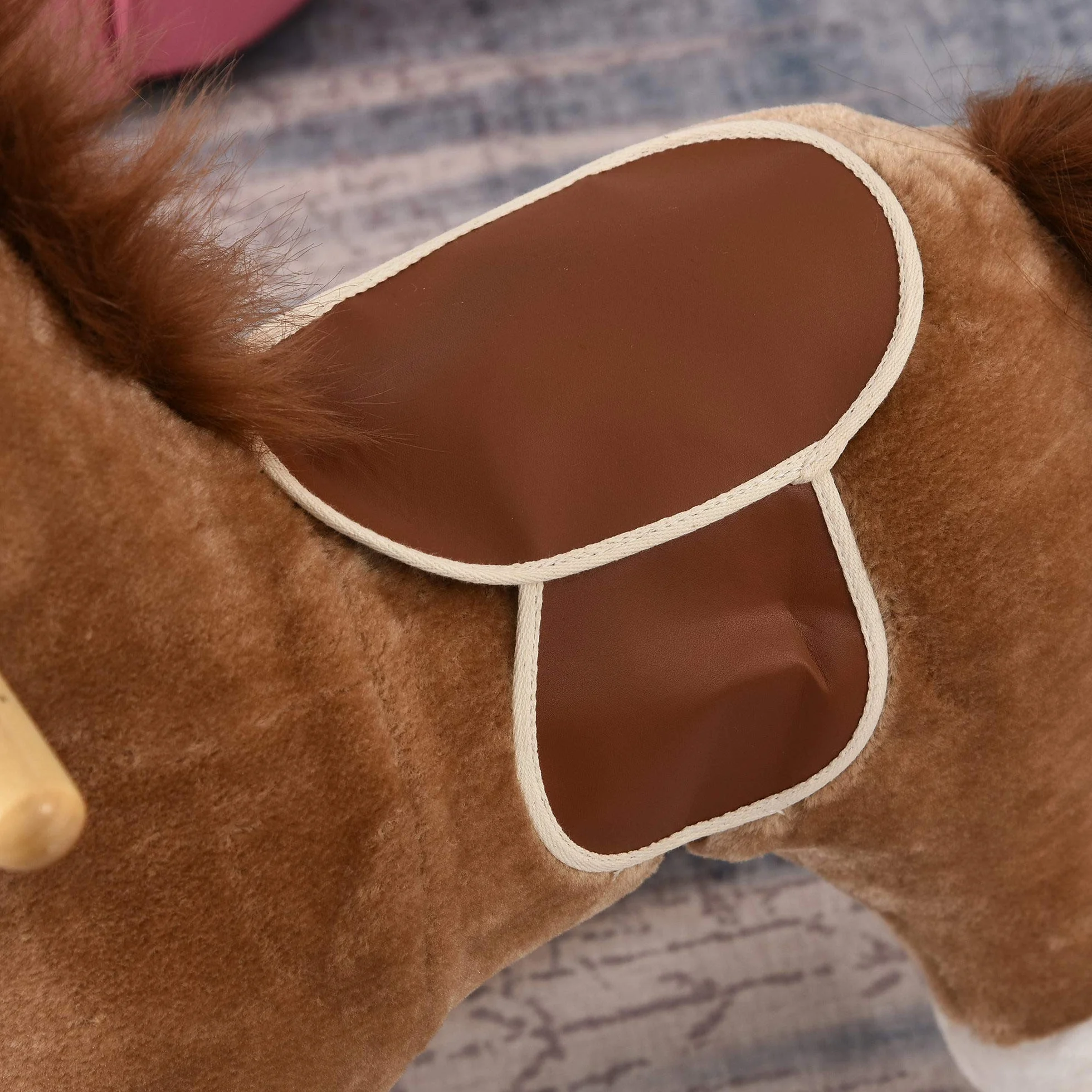 HOMCOM Cavallo a Dondolo per Bambini, Cavallino a Dondolo Bambini 36-72 Mesi, Cavalluccio Giocattolo con Suoni Realistici e 2 Batterie AA, Marrone