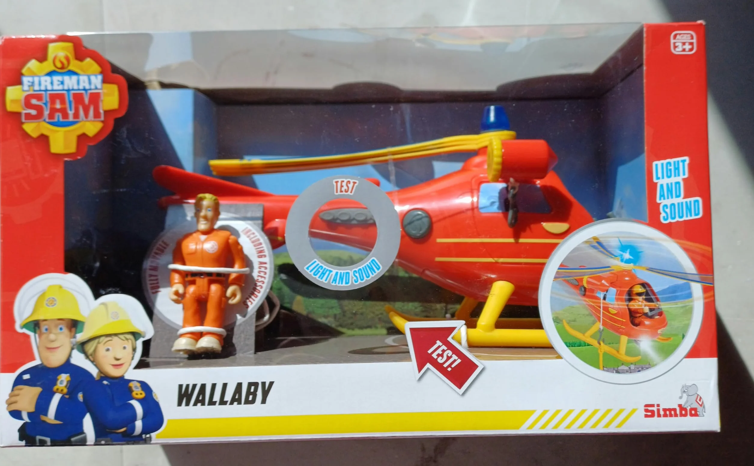 Sam il Pompiere Elicottero Wallaby 15 cm z światłem i dźwiękiem dla dzieci 3+
