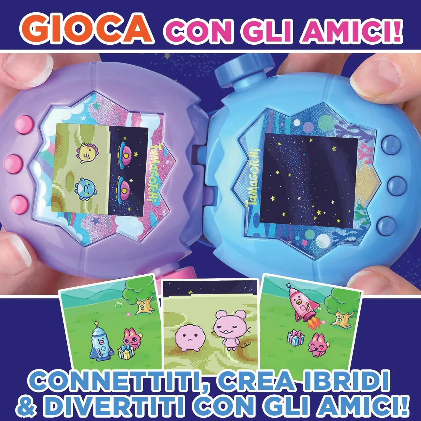 TAMAGOTCHI Bandai Paradise Acqua - Animale Virtuale da accudire Giocattolo Interattivo in italiano, rotella di zoom - Modello Acqua Blu - Giocattolo per Bambini dai 6 anni in su - 43422