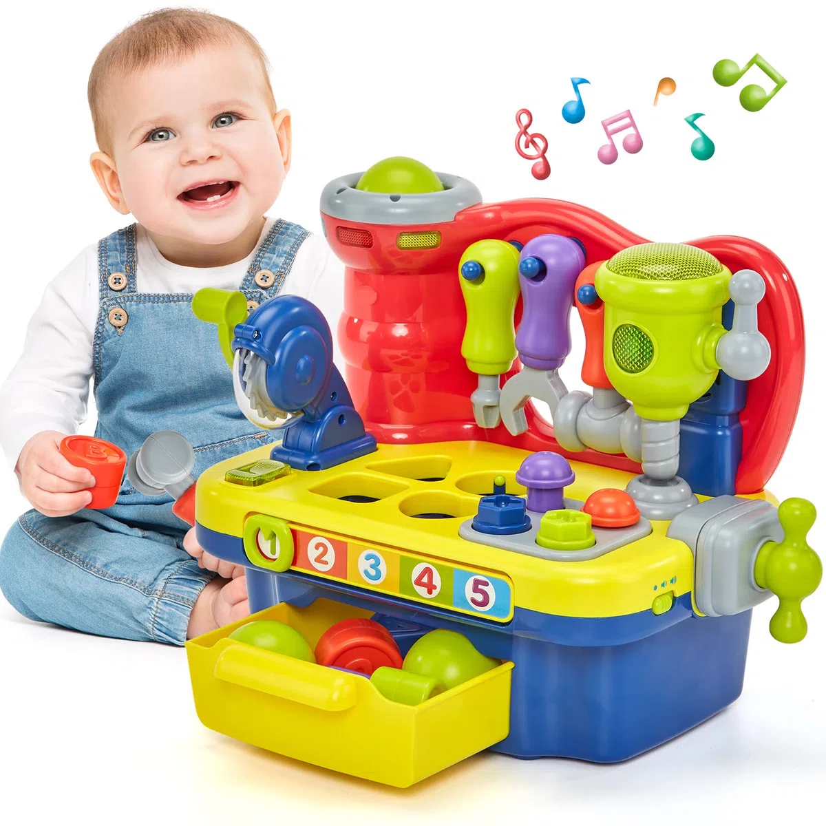 hahaland Giochi Bambini 1 Anno Banco da Lavoro con Suoni e Luce, Gioco Educativi per Bambino 2 3 Anni Regalo Bambino