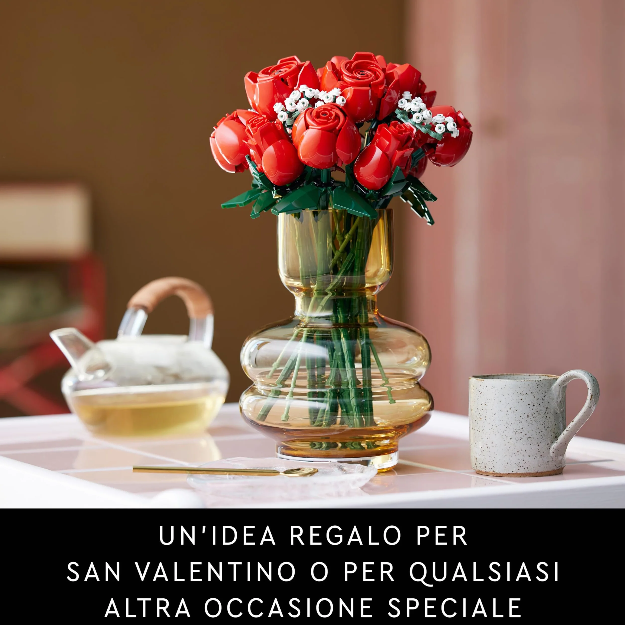 LEGO Botanicals Bouquet di Rose - Set di Fiori Finti con 12 Rose da Costruire - Hobby Creativi per Adulti - Decorazione per Casa Fai da Te - Idea Regalo per Donna o Uomo da Collezione - 10328