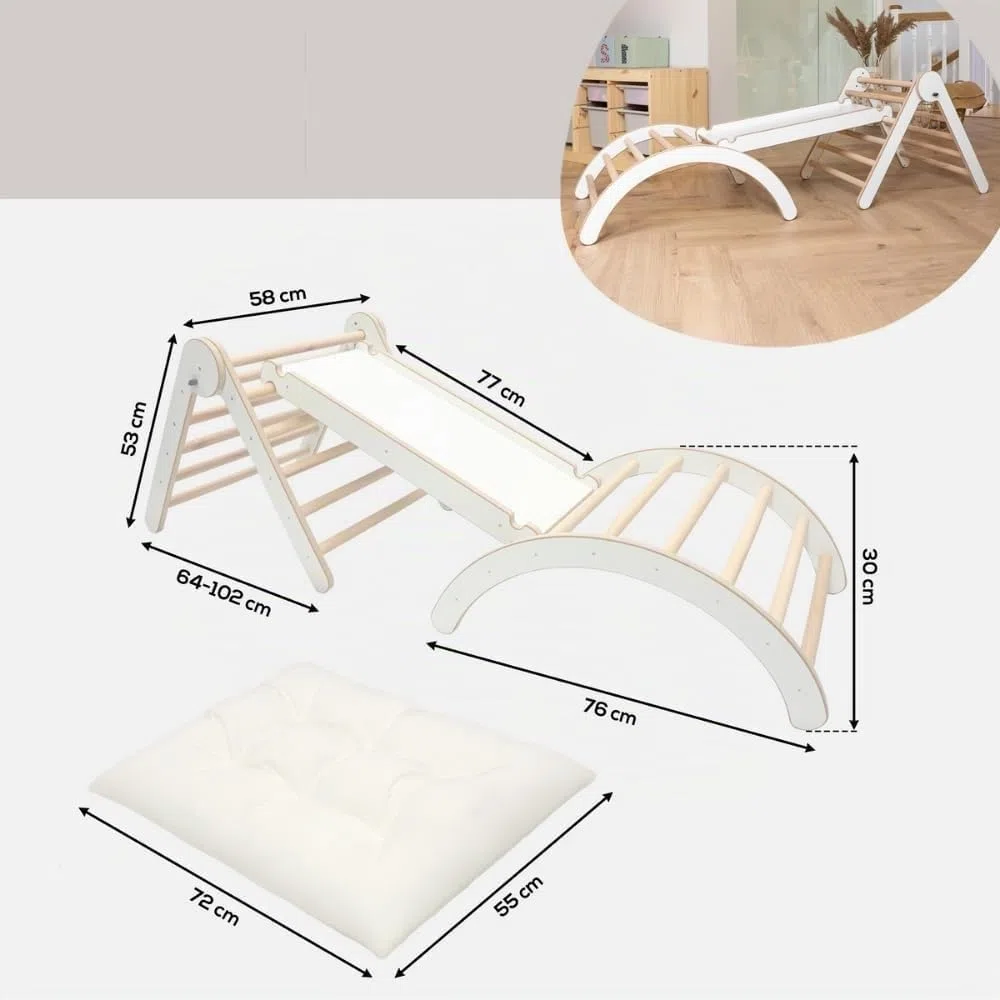 MAMOI® Set da Arrampicata 4 in 1 Dondolo Scivolo Triangolo Cuscino Struttura multifunzionale per interni