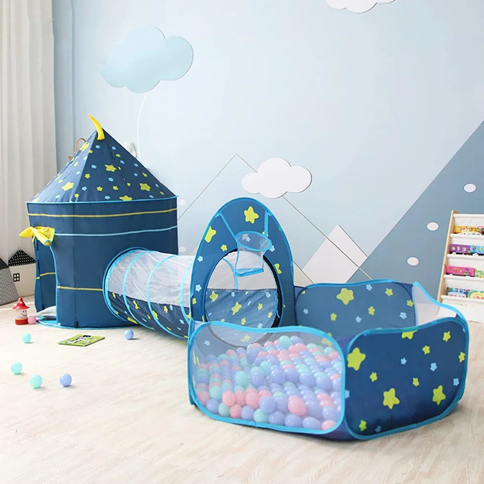Tenda per bambini 3 in 1 con tunnel e vasca per le palline