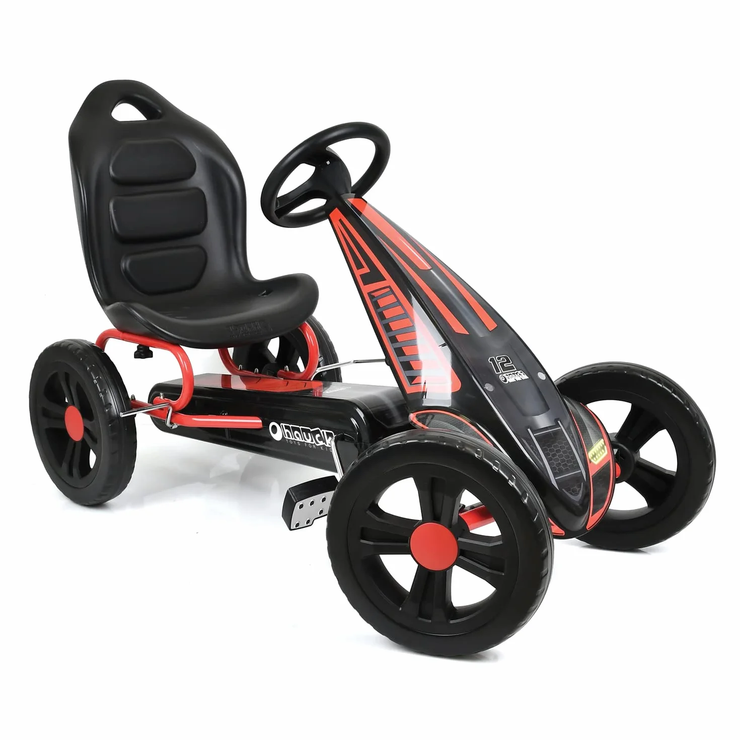 hauck Cyclone Go Kart a Pedali - Cavalcabile Bambino con Freno a Mano e Sedile Regolabile - Ruote EVA Ø 29,1 cm, Telaio in Acciaio - Per Bambini Da 4 a 10 Anni e Max. 55 kg- Rosso