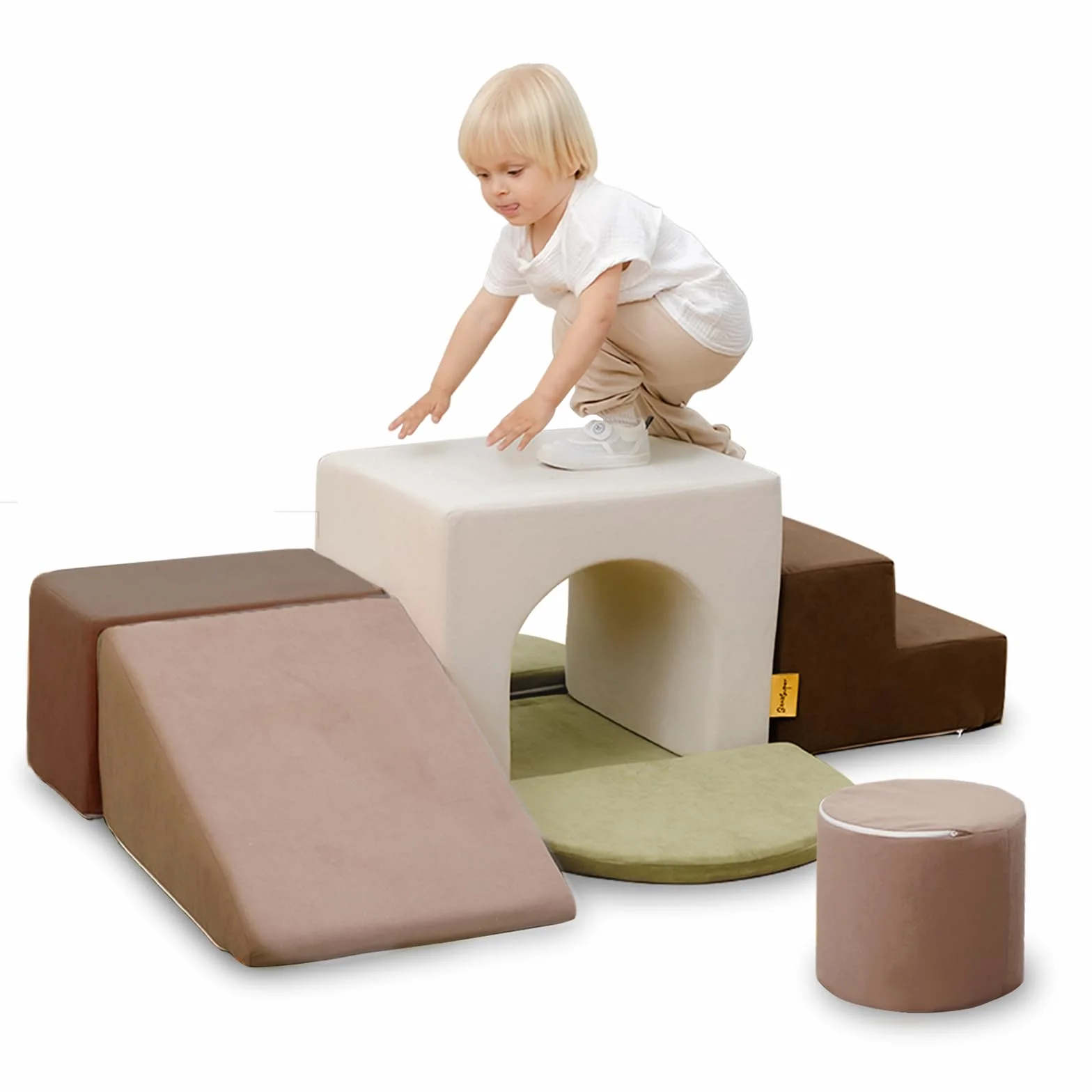 BanaSuper Blocchi di Arrampicata in Schiuma per Bambini, Percorso Ostacoli Psicomotricità Montessori (Grigio)