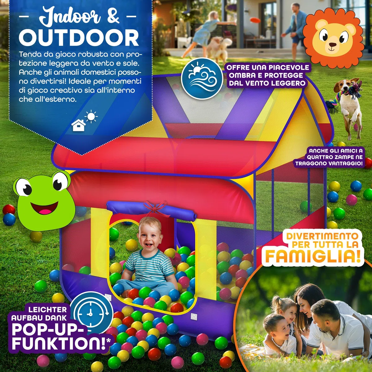 KIDUKU® Tenda Pop Up per bambini con piscina palline 300 palline borsa trasporto