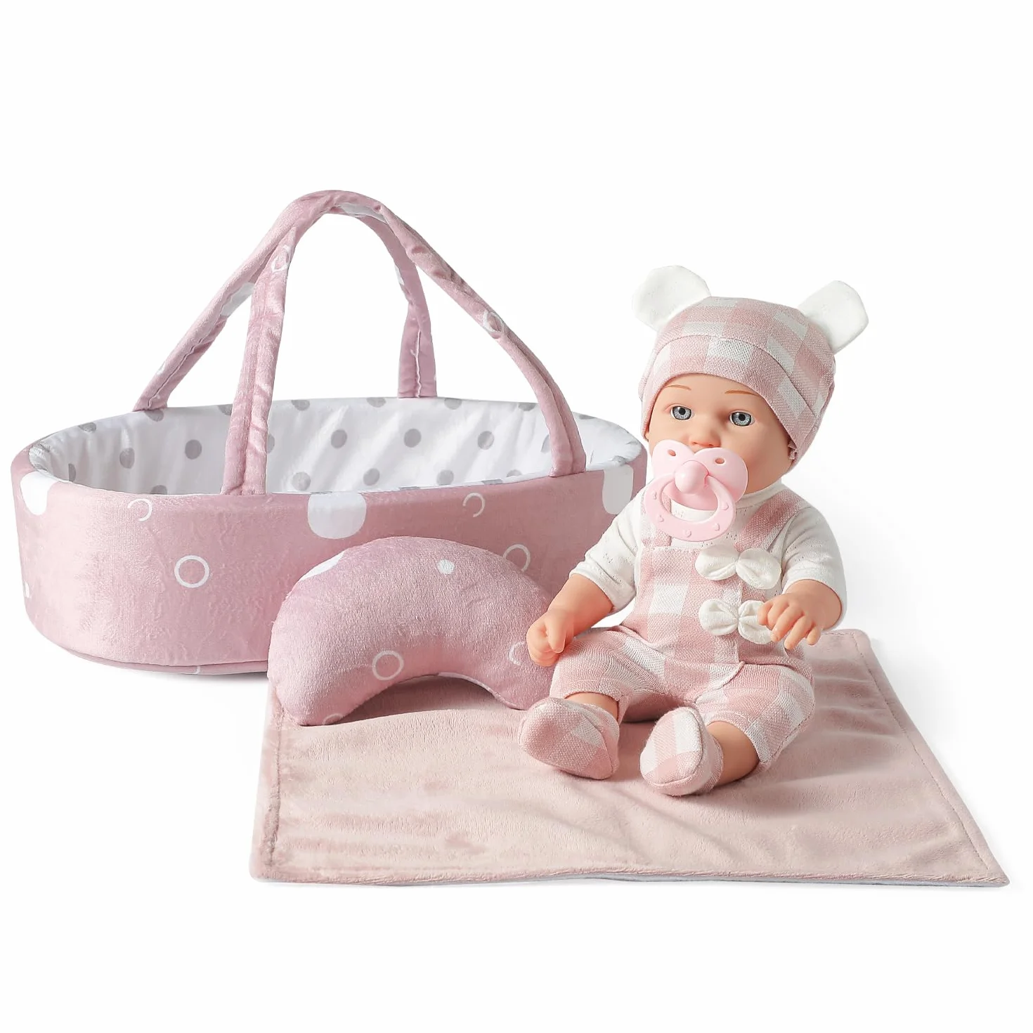 Set di giocattoli per bambole da 30,5 cm, con accessori, include culla per bambole, ciuccio e coperta, prima bambola per bambine dai 3 anni in su