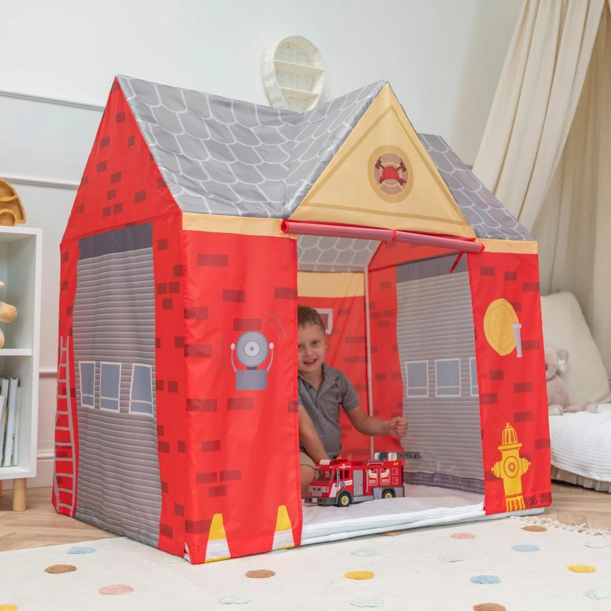 Selonis Tenda Stazione Dei Pompieri Per Bambini Con 100 Palline Casetta Da Gioco Design Realistico