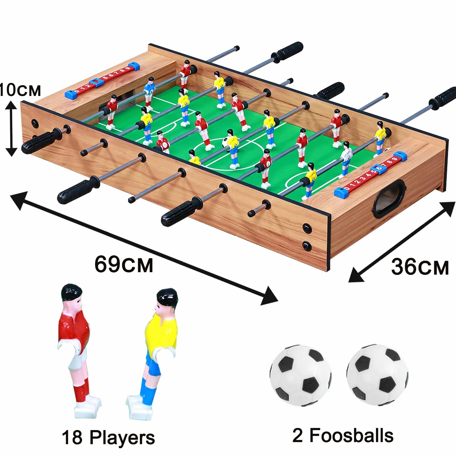 Tavolo da gioco multiplo 2 in 1, mini tavolo da calcio combinato con scivolo hockey, biliardino, tavolo da gioco in legno, per la famiglia