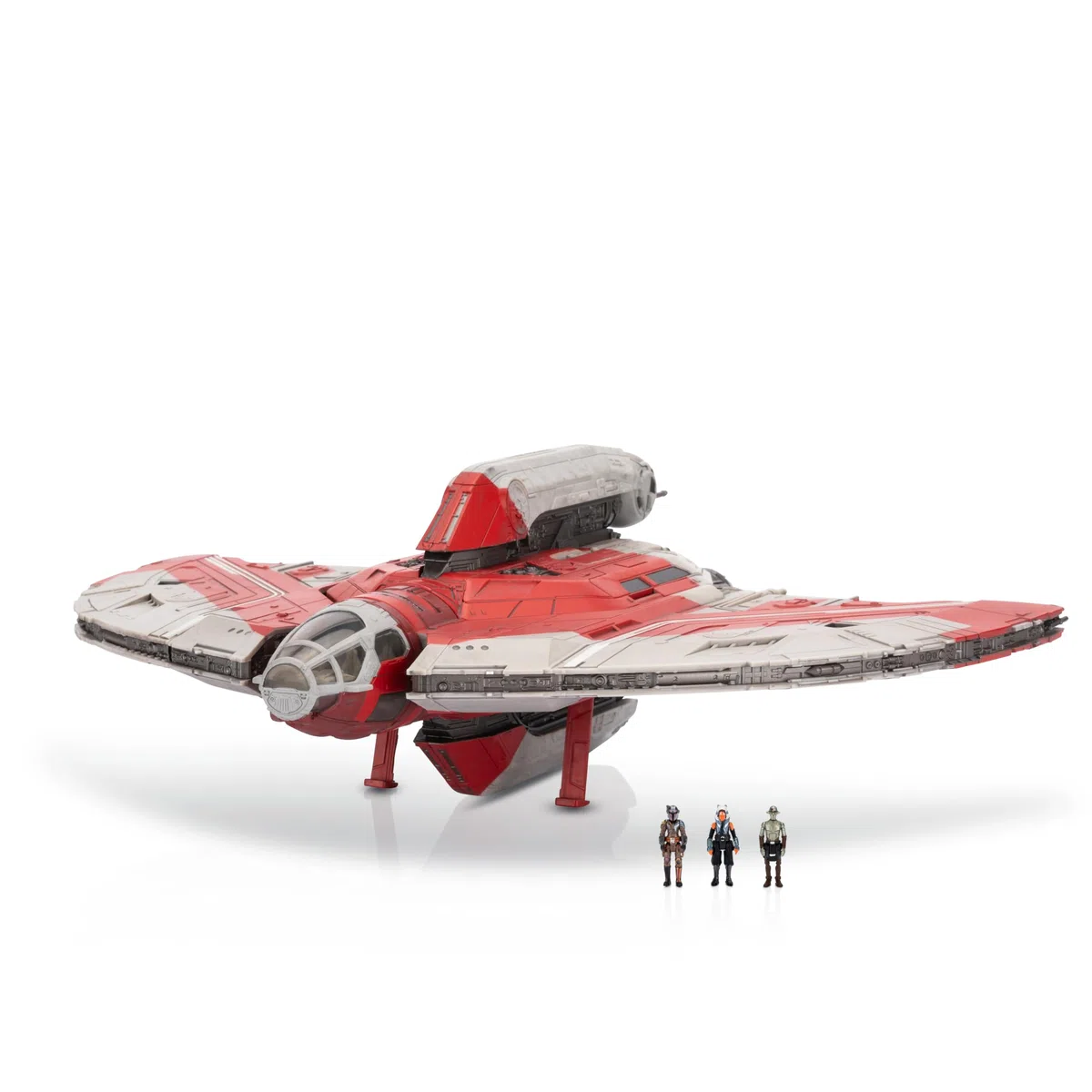 Star Wars Micro Galaxy Squadron Ahsoka Tanos T-6 Jedi Shuttle - Veicolo da 33 cm con ali rotanti e tre microfigure da 2,5 cm come accessorio