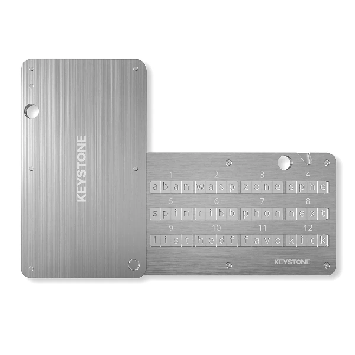 KEYSTONE Crypto Seed Storage Metal Wallet 24 Words Bitcoin Key Phrase 304 Steel Plate Compatible with BIP39 Wallets