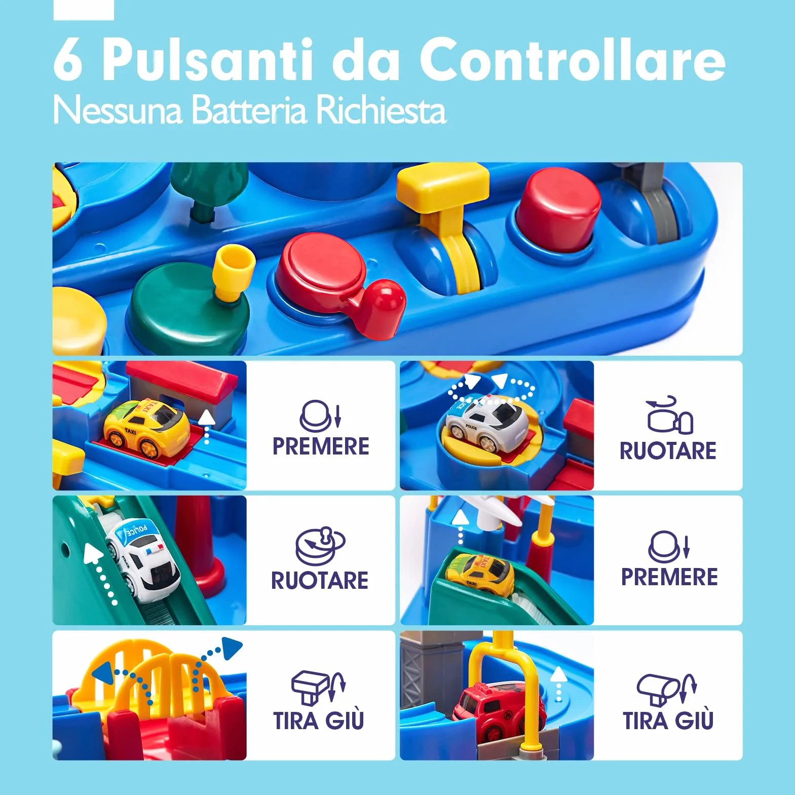 hahaland Pista Macchinine Giochi Bambini 2 3 4 anni - Set di Piste da Corsa Gioco di Avventura in Auto Macchinine per Bambino Regalo 2 3 4 5 6 anni Maschio