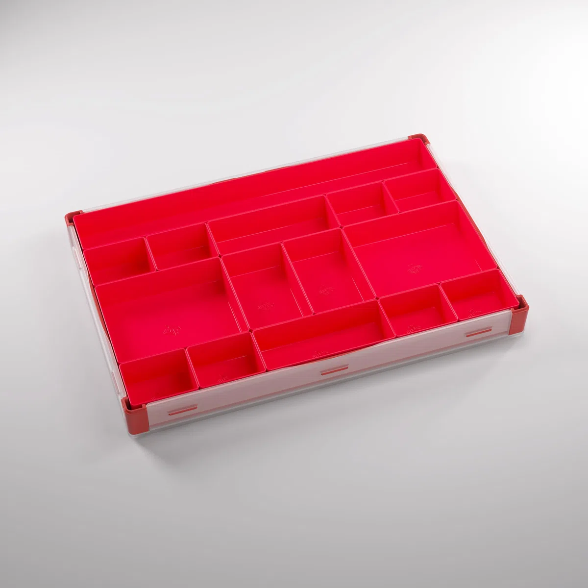 Gamegenic Token Silo XL Convertible - Soluzione versatile per accessori da gioco da tavolo, 15 vassoi rimovibili in 5 diverse dimensioni, scatola per gettoni impilabile, colore rosso, realizzato
