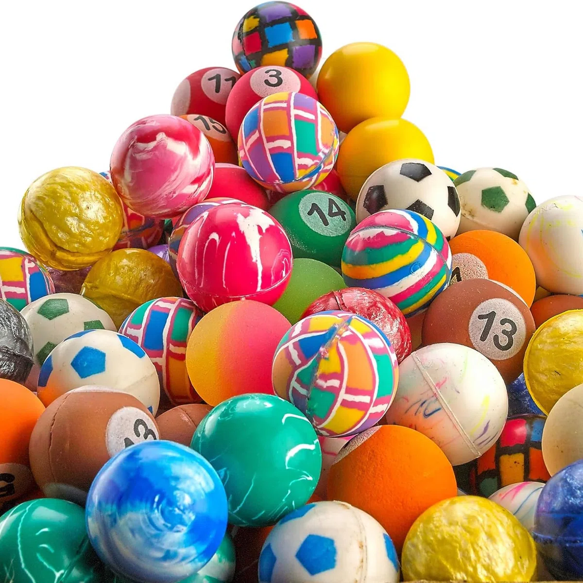 Bedwina Palline rimbalzanti sfuse – Confezione da 250 (27 mm), assortimento misto di piccole palline in gomma colorate ad alto rimbalzo, perfette come bomboniere, premi e regali per bambini