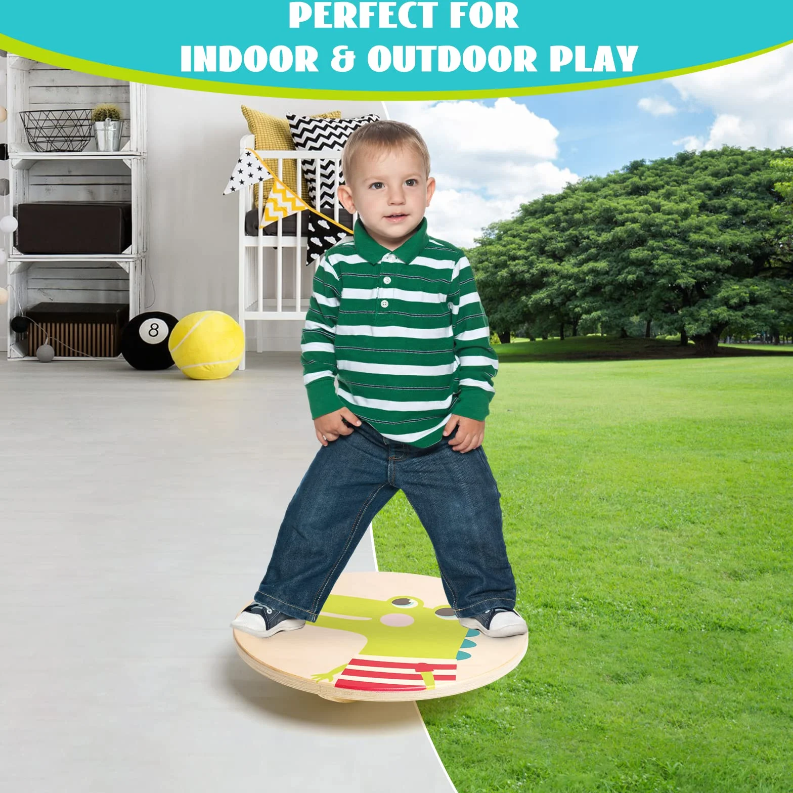 Balance Board per Bambini, Tavola di Equilibrio in Legno Montessori Giochi Equilibrio 3 Anni