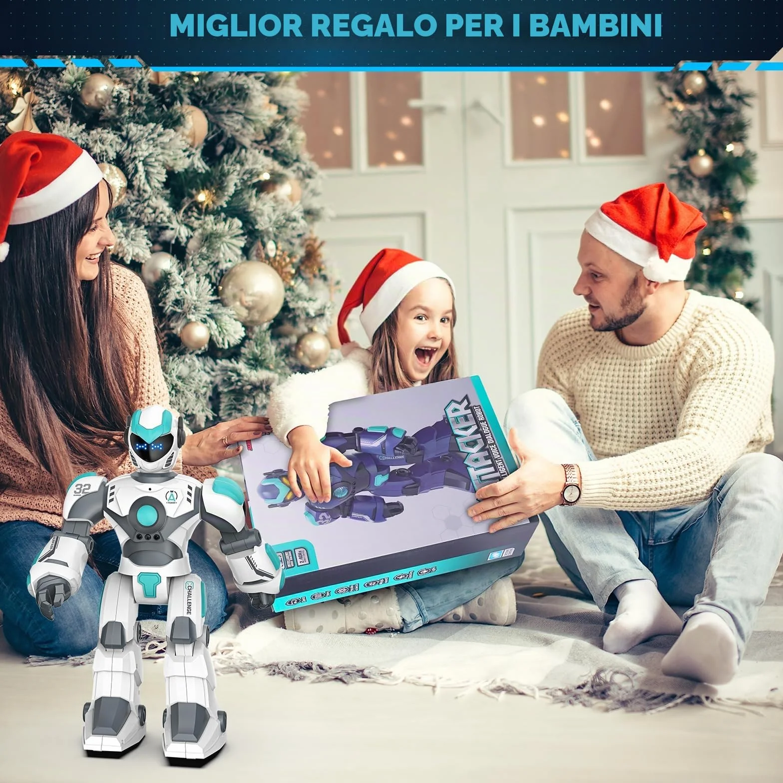 VATOS Robot Telecomandato Programmabile per Bambini, 40CM, Rilevamento di Gesti e Controllo Vocale, Intelligente e Ricaricabile per Bambini 3 4 5 6 8+