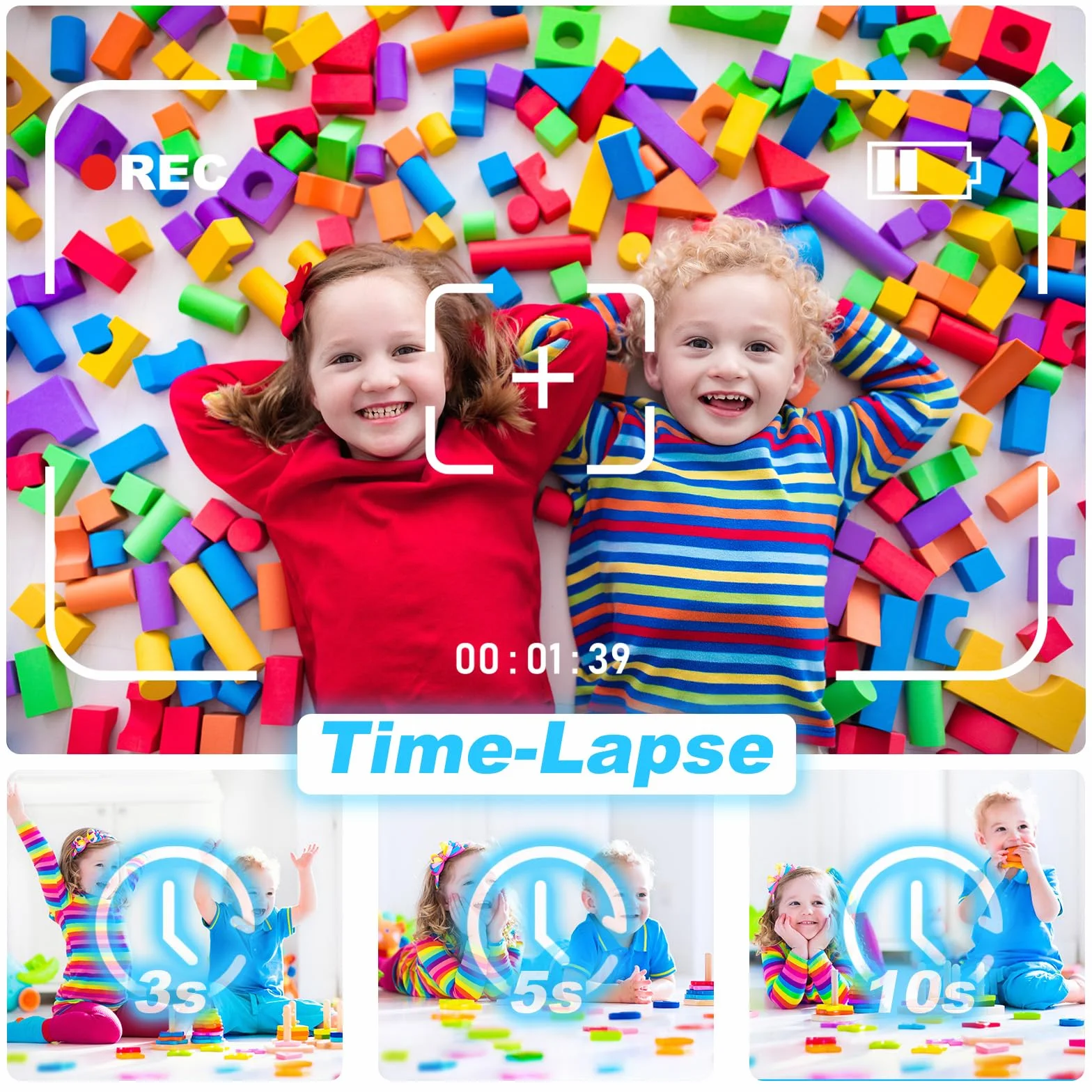 Macchina Fotografica Bambini Istantanea,ULEWAY Digitale Fotocamera 1080P HD Videocamera Giochi con 32GB Scheda SD, 5 Penne Colorate, Regalo di Compleanno per Ragazzi e ragazze 3-12 Anni (Blu)