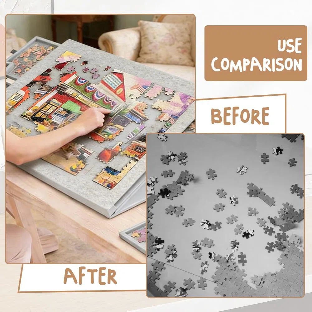Tavolo puzzle con 6 cassetti, 1000 pezzi, tavolo puzzle con supporto 2 in 1 e copertura (bianco)