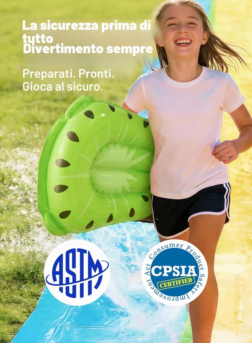 Sloosh Scivolo d'Acqua Gonfiabile 22,5ft con 2 Tavole, Doppio per Prato con Irrigatori, Giocattolo Estivo per Bambini e Adulti, Arancione