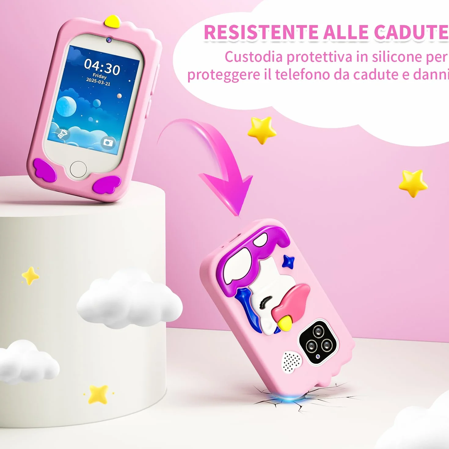 CHAKEYAKE Telefono per Bambini, Macchina Fotografica Bambini con 2,8" Tattile, Doppio Kamera, Lettore MP3, Scheda SD 32 GB, Regali di Natale e Compleanno per 3 4 5 6 7 8 9 10 Anni (Rosa)