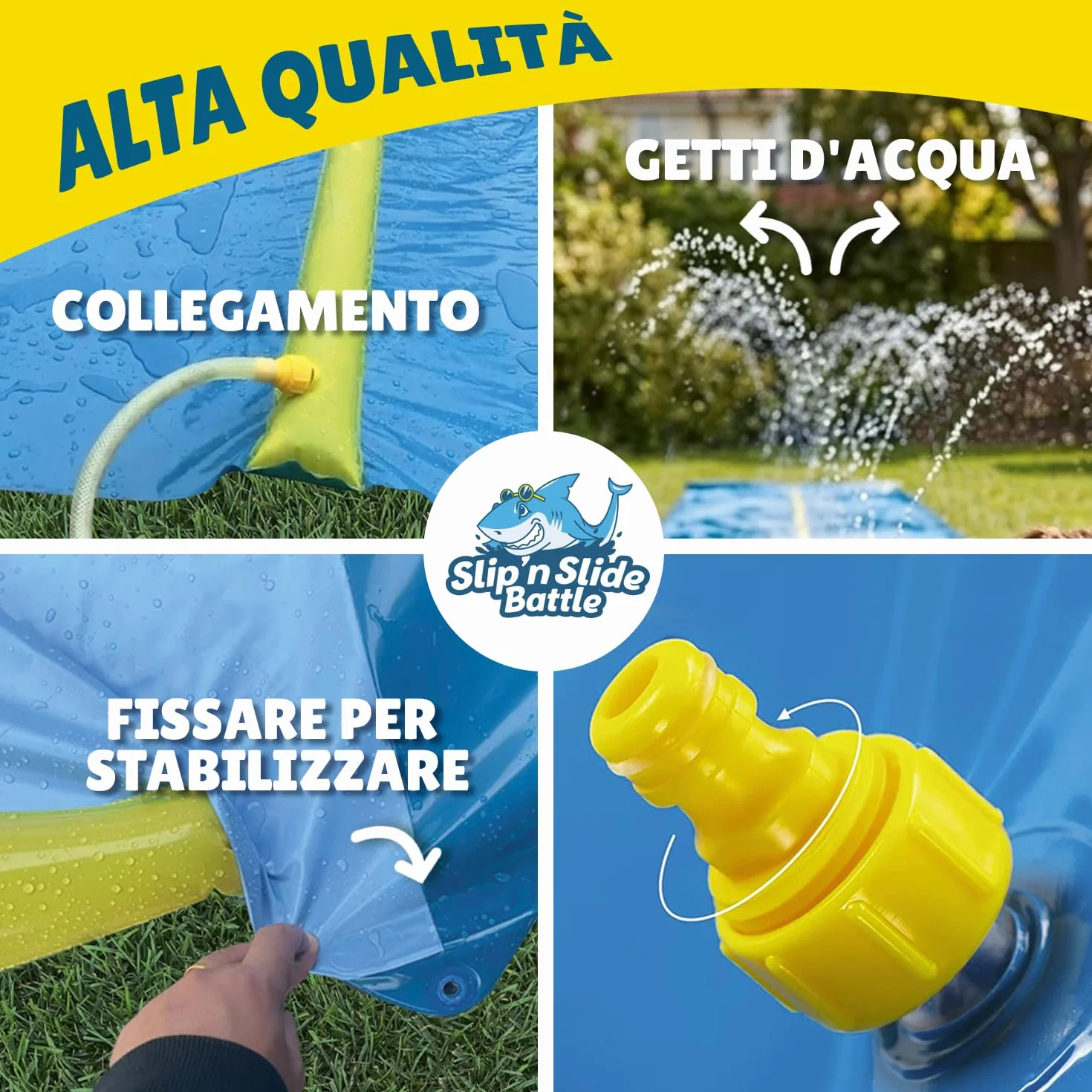 Official VentriBattle | Scivolo a Doppio Binario | Tubo dell'Acqua collegabile | 10 Metri | qualità Premium | Scivolo Slip'n Slide | Gioco d'Acqua all'aperto | + Spesso | + Rigido | + Veloce