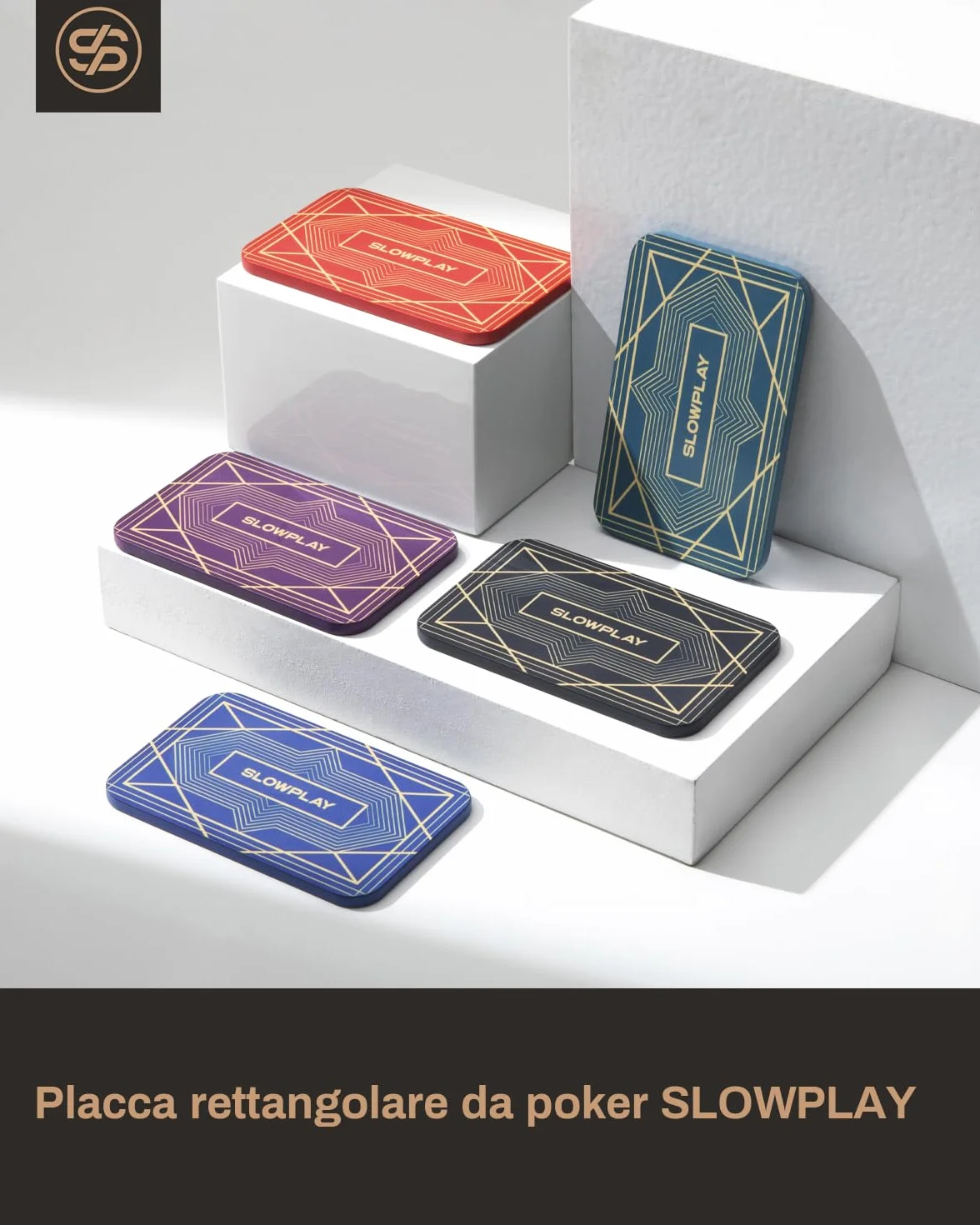 SLOWPLAY Placche Fiches Rettangolari da Poker, Confezione da 10 Pezzi, Placche Professionali in Stile Europeo Senza Denominazione, Ceramica Composita da 34 Grammi (Nero)