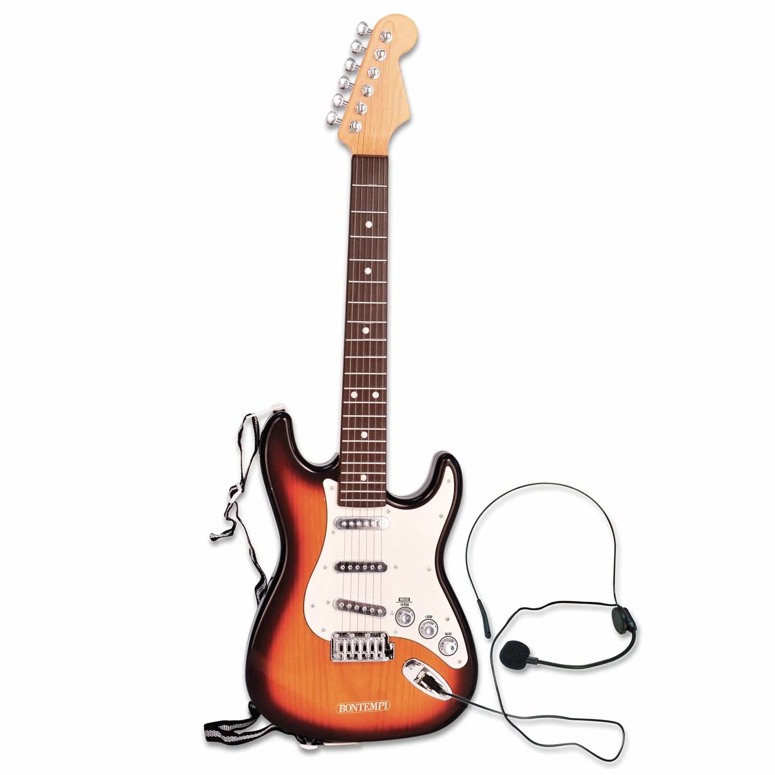 Bontempi | Rock On - Chitarra Rock Elettronica Wireless con Microfono, Cinghia a Tracolla e Brani Preregistrati , 67 cm