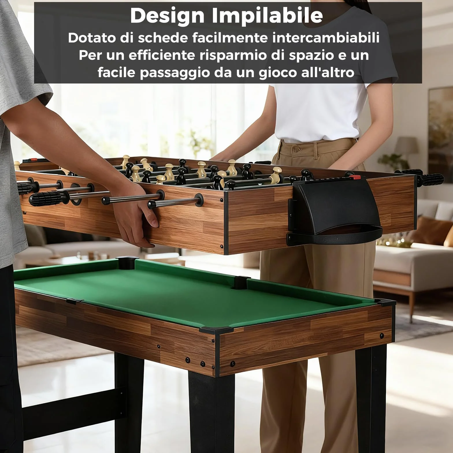 COSTWAY 12 in 1 Set da Tavolo per Giochi Combo, Tavolo Multiuso con Calcio Balilla Air Hockey Biliardo Ping Pong Scacchi Bowling, Set Combinato per Giochi Multipli