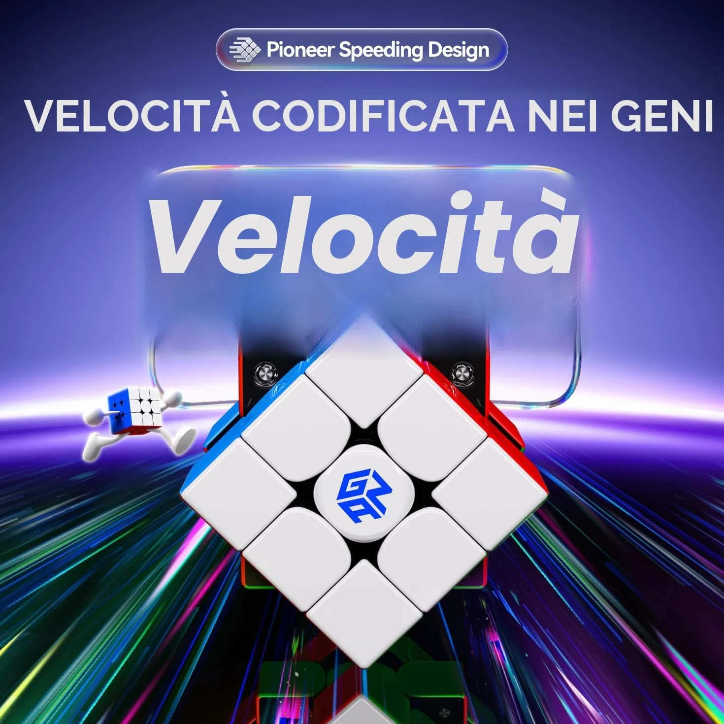 GAN V100 Maglev Cubo di Velocità Professionale 3x3 Speed Cube, Cubo Magnetico con 72 Magneti e Design Leggero da 64g, GAN Cube 355 Maglev è Perfetto per Giocatori con Mani Piccole e per Principianti.