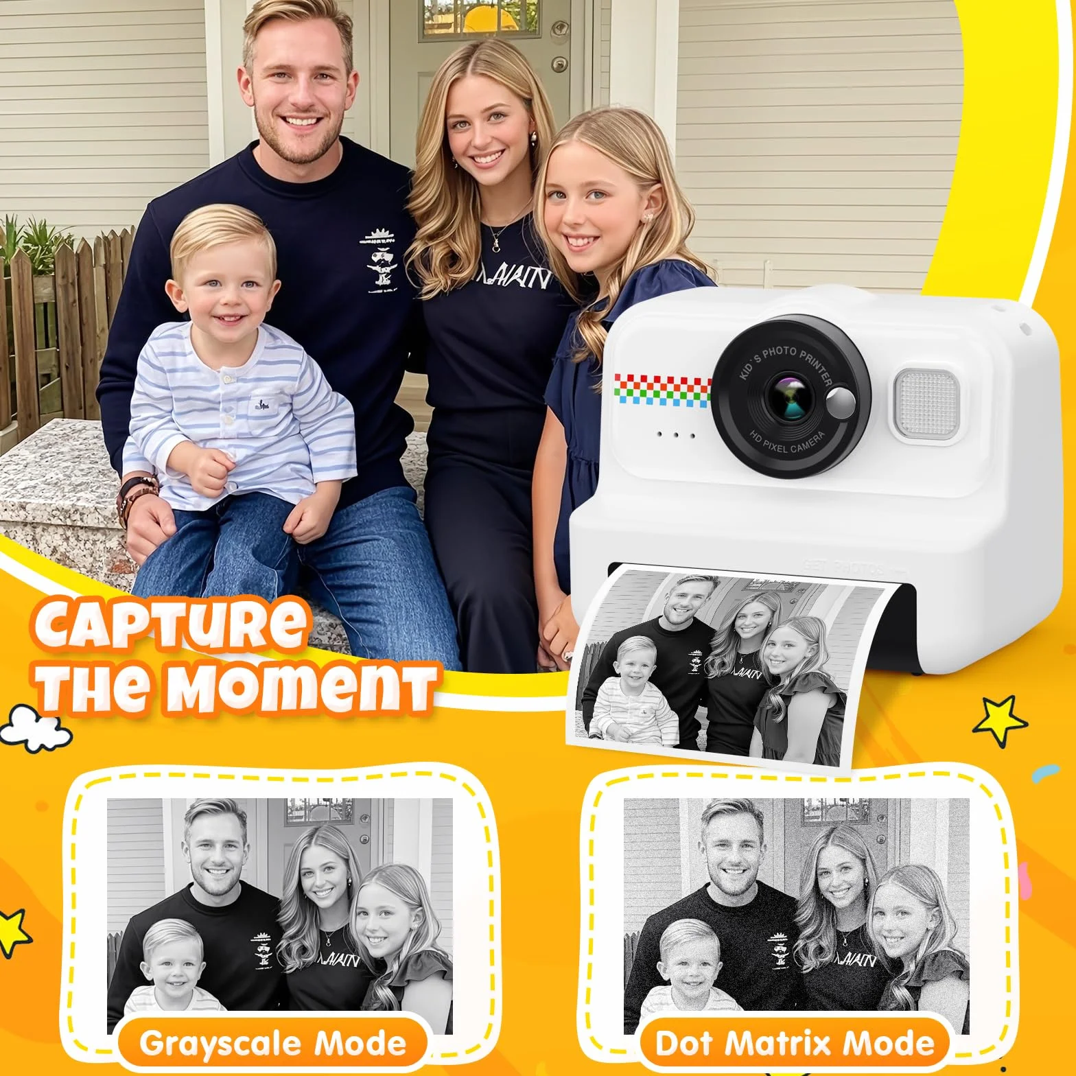 HiMont Fotocamera Istantanea Bambini HD 1080P con Scheda 32GB e 3 Rotoli Carta Stampa Regalo 3-14 Anni