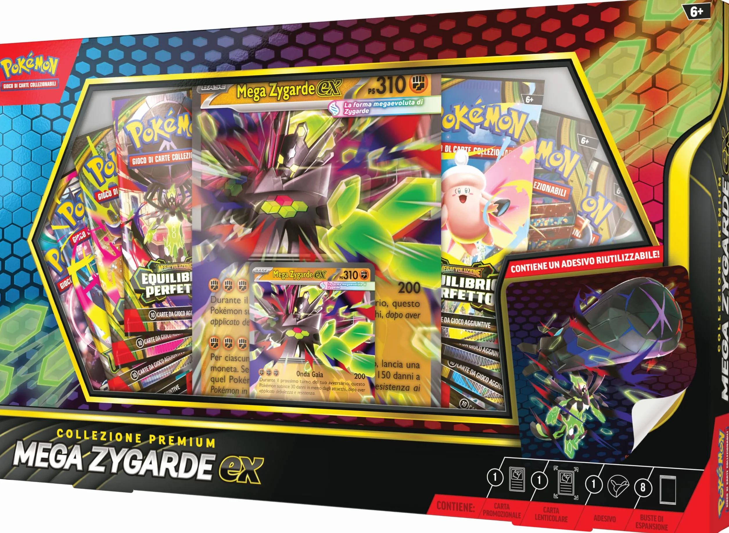 Pokémon: collezione premium Mega Zygarde-ex del GCC Pokémon (una carta promozionale, una carta lenticolare gigante, un adesivo e otto buste di espansione), Edizione in Italiano