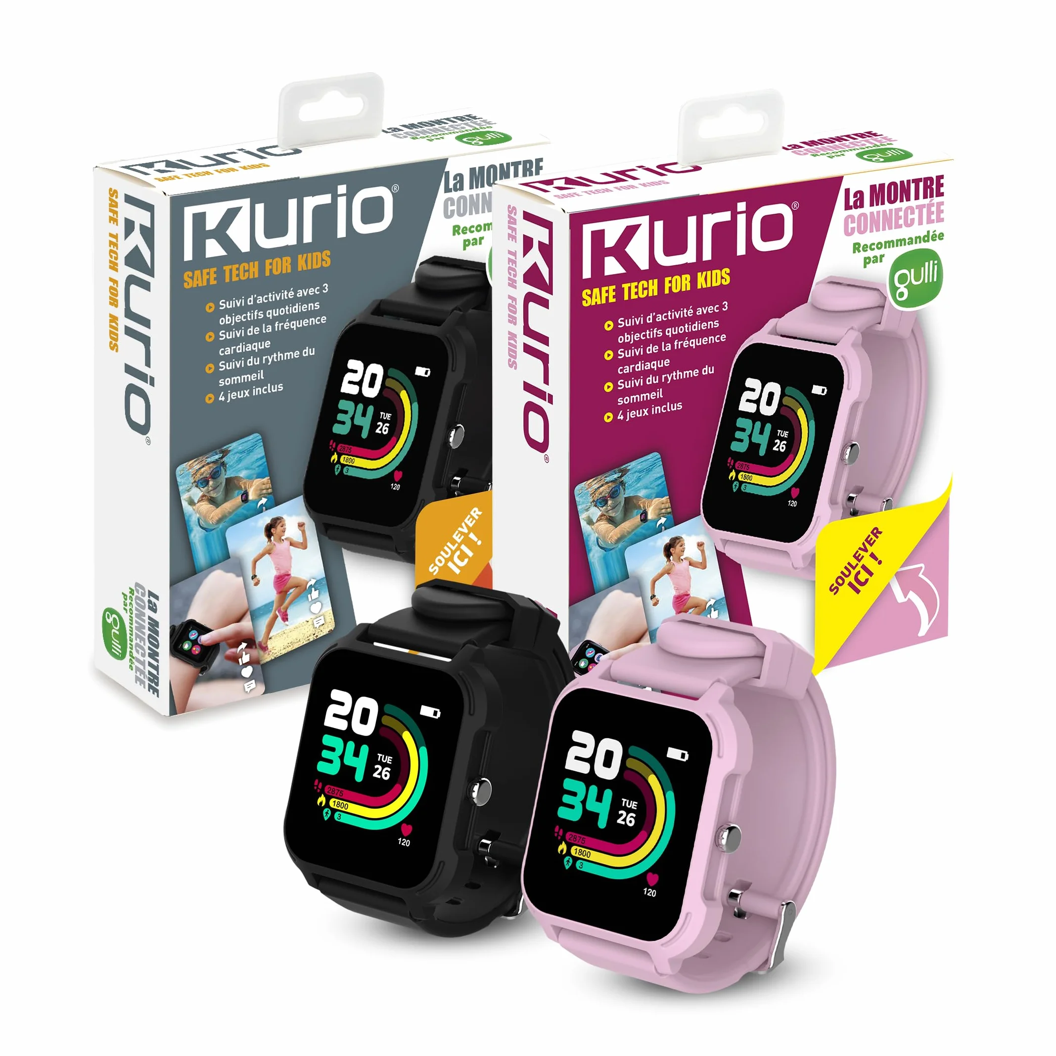 KURIO - Orologio intelligente rosa - Smart Watch per bambini e adolescenti - consigliato da Gulli - a partire dai 6 anni