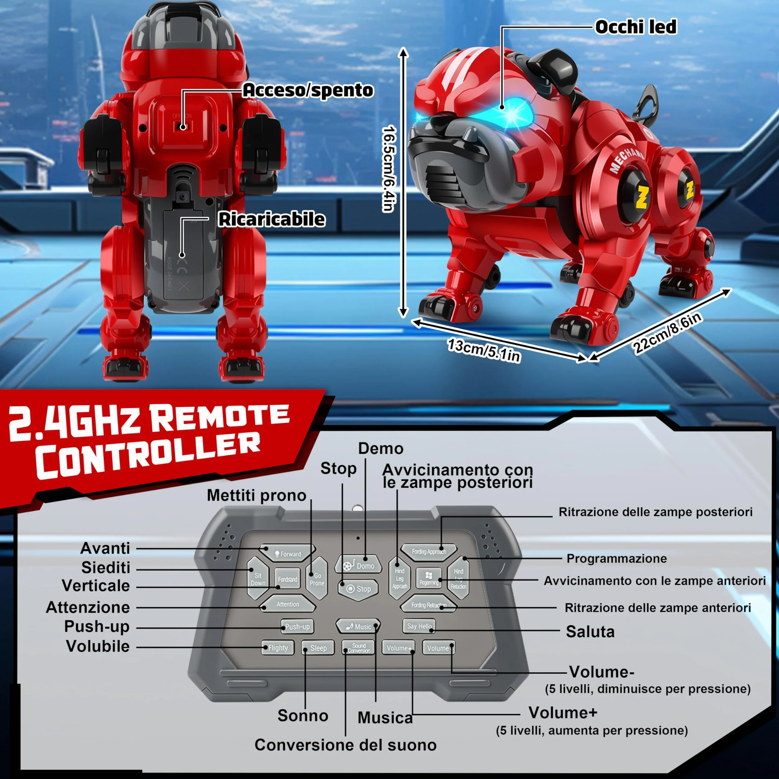 Aragallant Cane Robot Giocattolo per Bambini 6 7 8 9 Anni, RC Robot Cane Telecomandati Programmabile Interattivo, Gesture Sensing con Cantando Balla, Regalo Compleanno Natale per Bambini