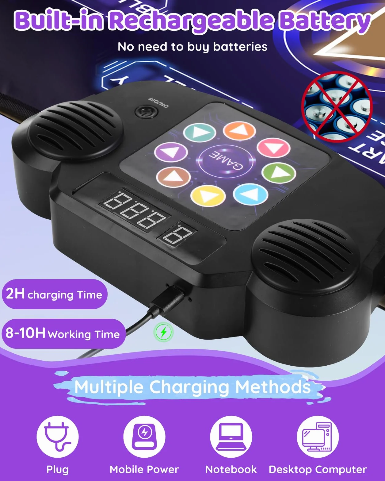 Gleamkid Tappetino da Ballo per Bambini Bluetooth, Tappeto Musicale a 8 Pulsanti Illuminati a LED con Volume Regolabile, 8 modalità e 3 Livelli di Difficoltà, Giochi Regalo per Bambini da 3 a 12 Anni
