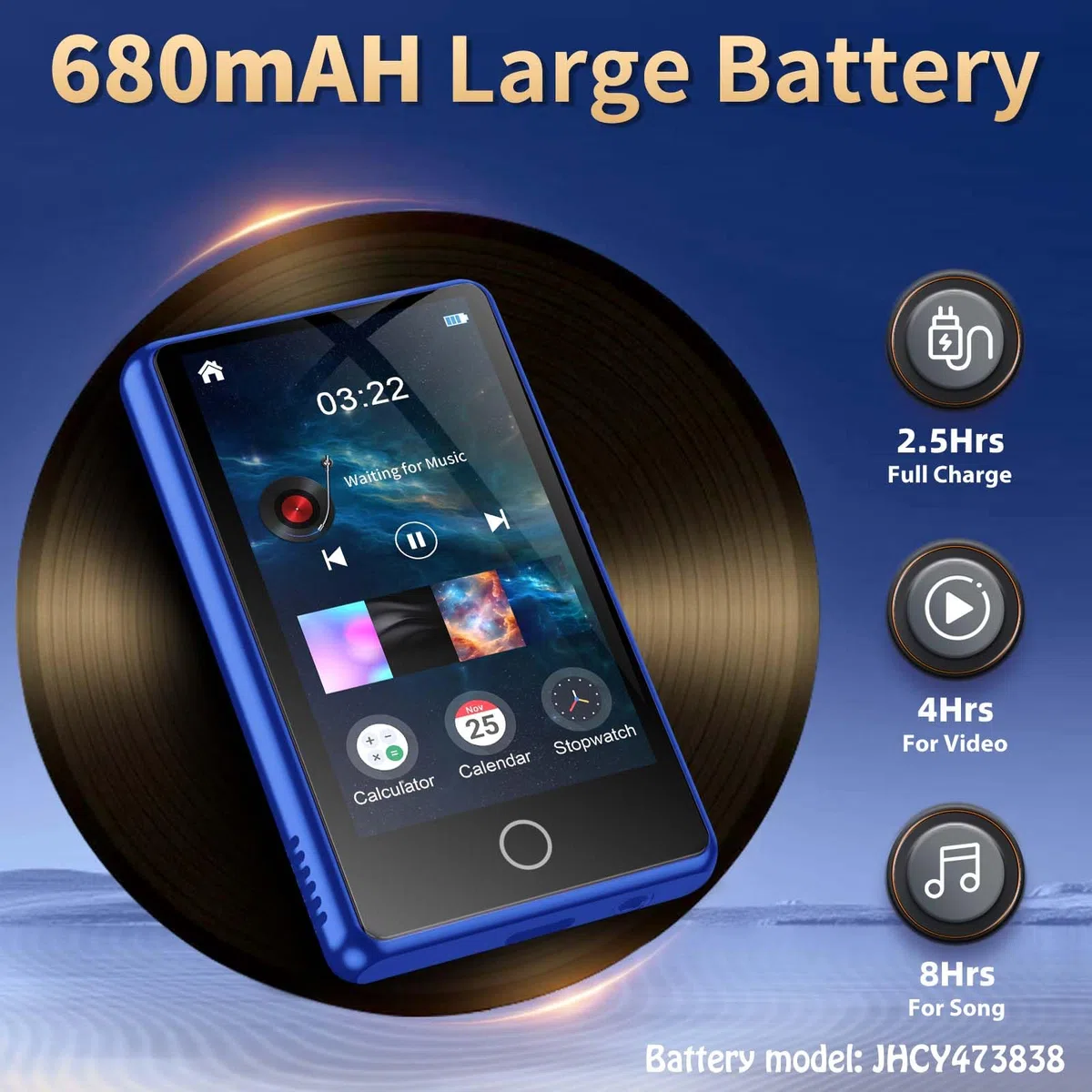 Lettore MP3 per bambini 80 GB Bluetooth HiFi radio FM registratore vocale