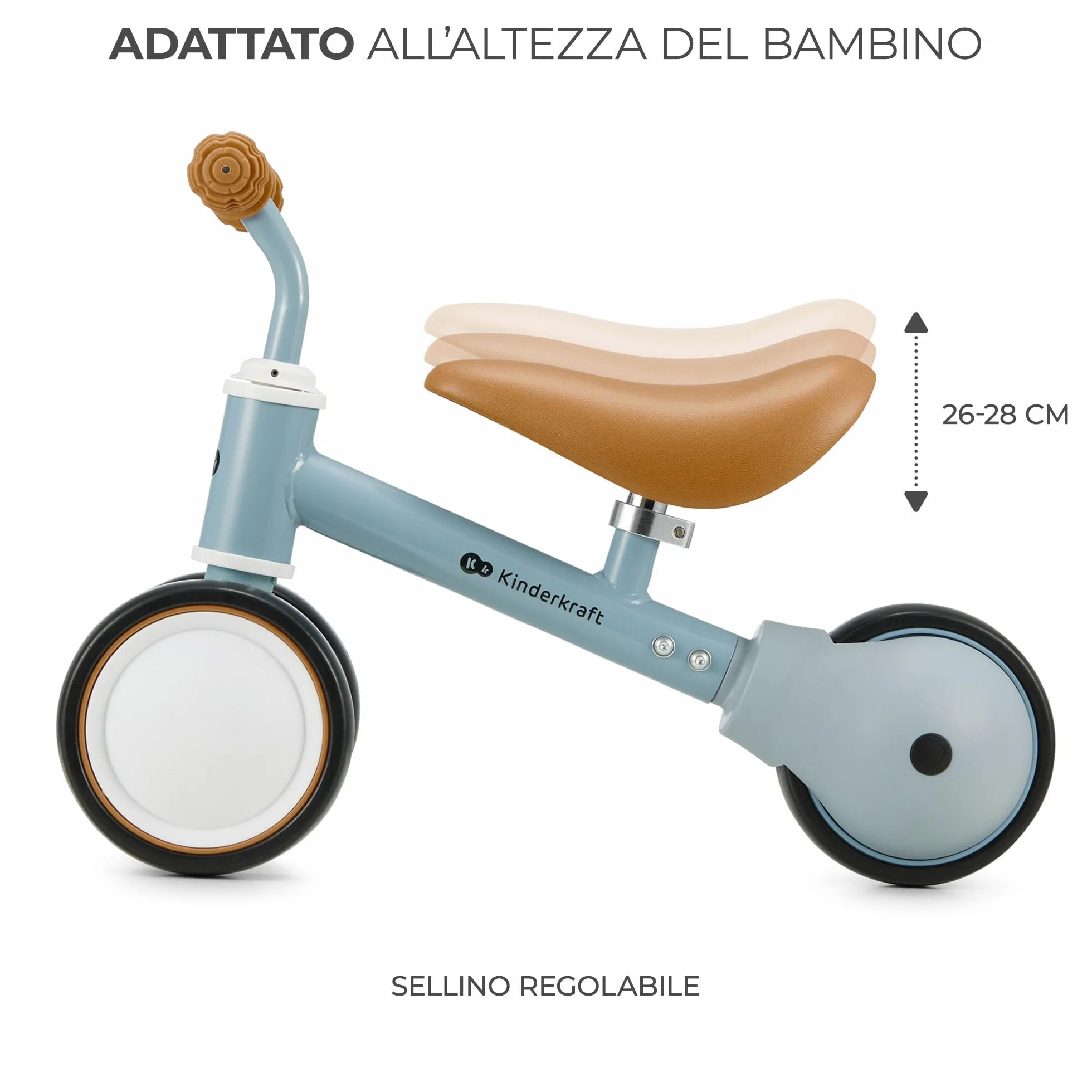 Kinderkraft CUTIE Bici senza Pedali, Bicicletta in Metallo, Sella Regolabile, Leggero Triciclo, da 1 Anno, Blu
