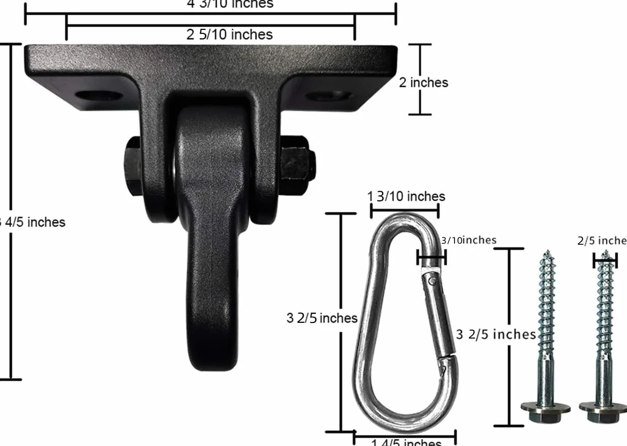 ABUSA Heavy Duty nero altalena ganci viti bulloni inclusi oltre 2.268 kg capacità parco giochi portico yoga sedile trapezio set in legno per interni ed esterni confezione da 2