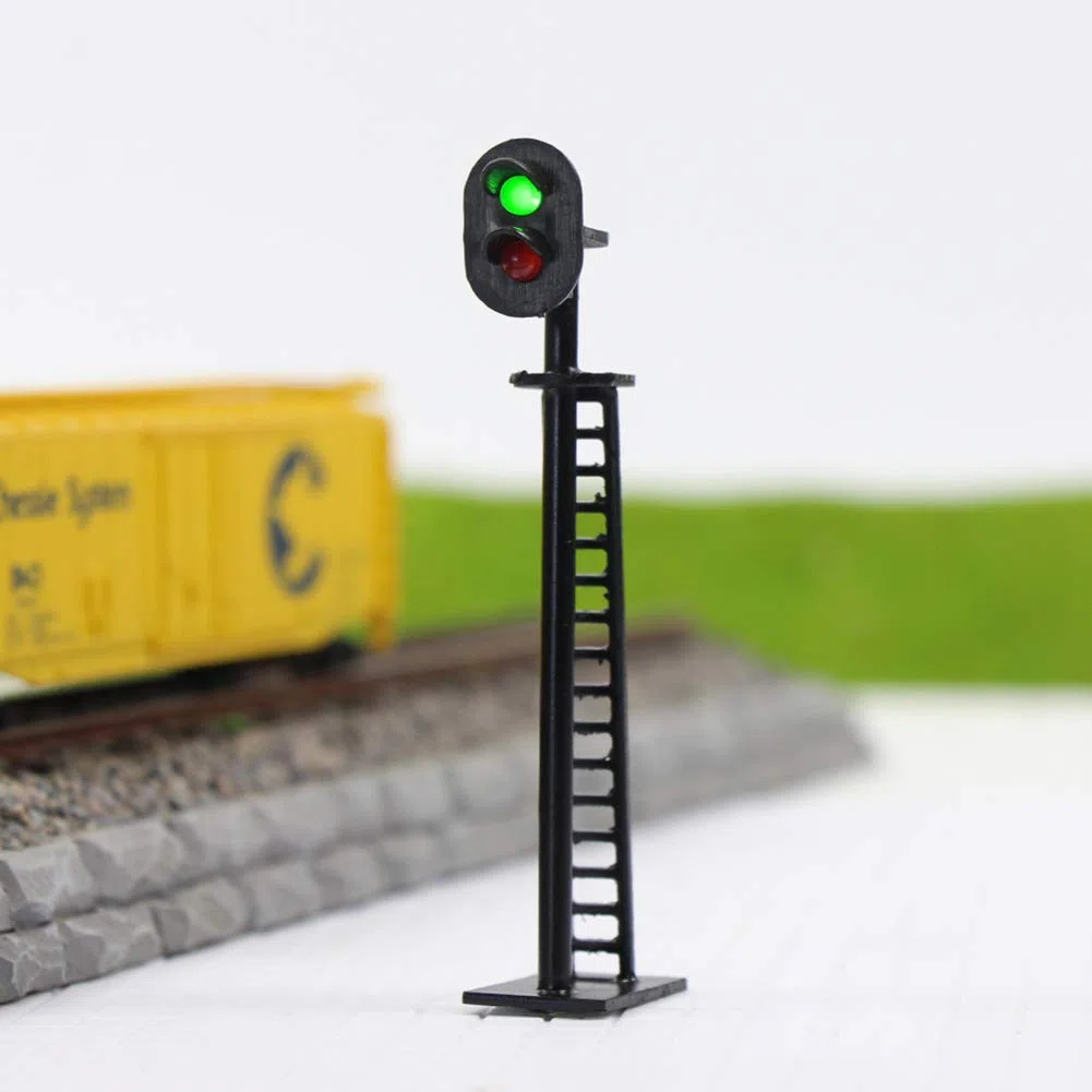 Evemodel Modellino Ferroviario 2-Light Block Segnale Verde/Rosso Ho Scala 64mm 12V LED
