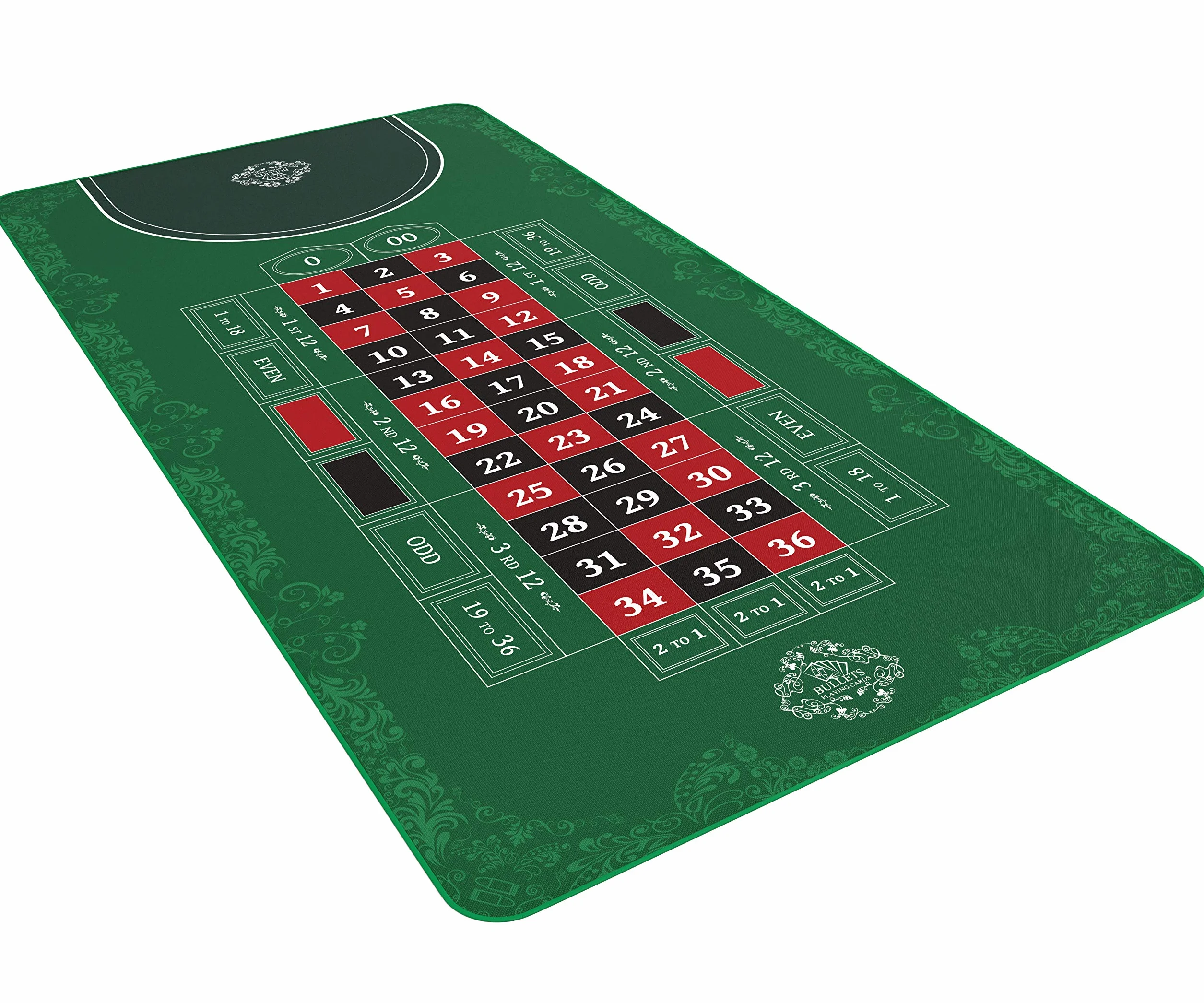 Bullets Playing Cards, Tappetino da Roulette da 180 x 90 cm, Tappetino da Gioco Da Tavolo per il vero Feeling da Casinò