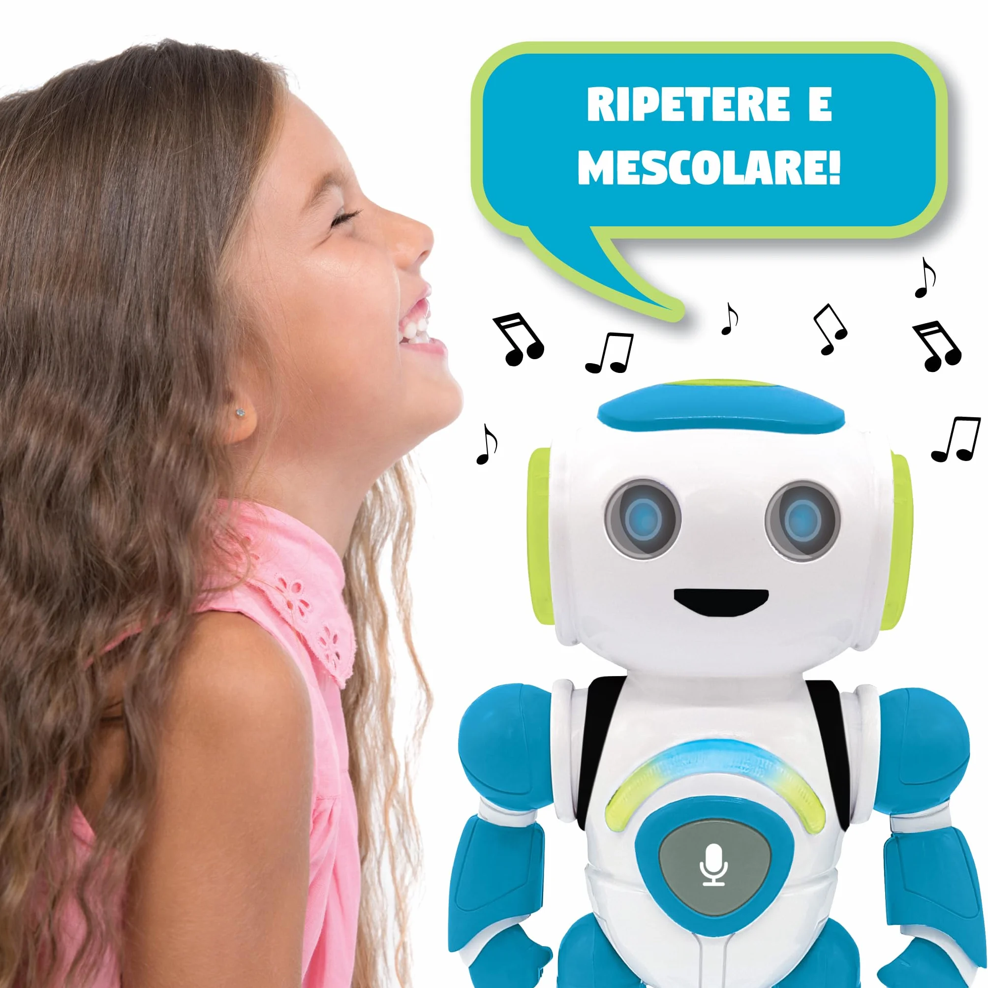 Lexibook, Powerman Jr., Robot giocattolo intelligente interattivo che legge nella mente giocattolo per bambini che ballano musica, Blu, ROB20IT