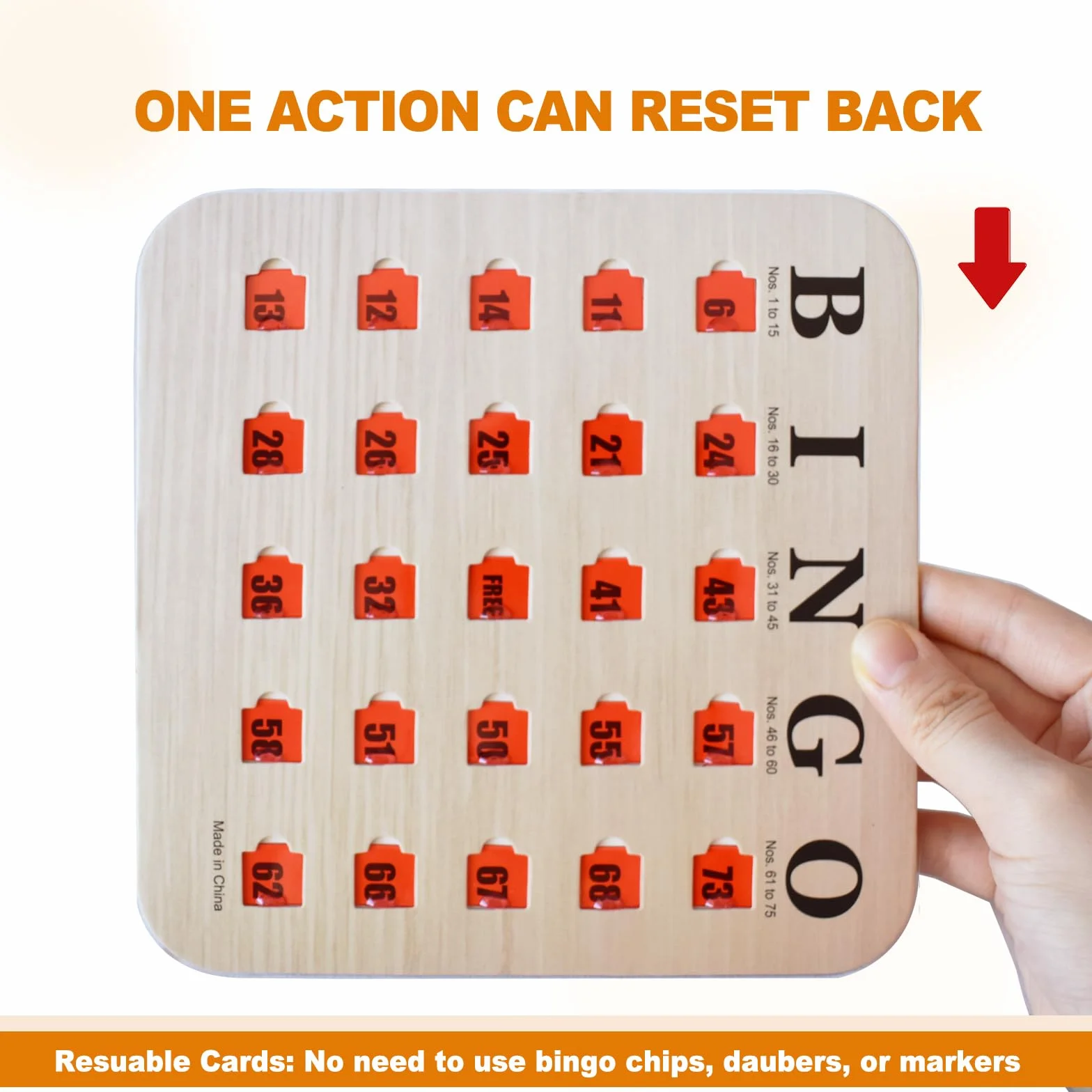 Yuanhe Carte da Bingo con finestre scorrevoli, riutilizzabili, da Viaggio, Confezione da 25, Legno