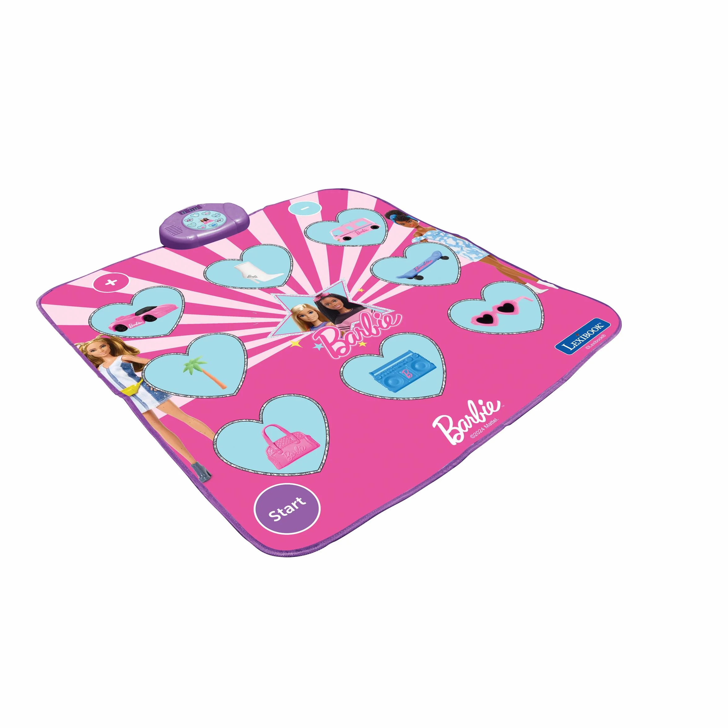Lexibook, Mattel Barbie, Tappeto da danza elettronico Barbie, Bluetooth e luminoso con 6 modalità di gioco, Rosa, DM10BB