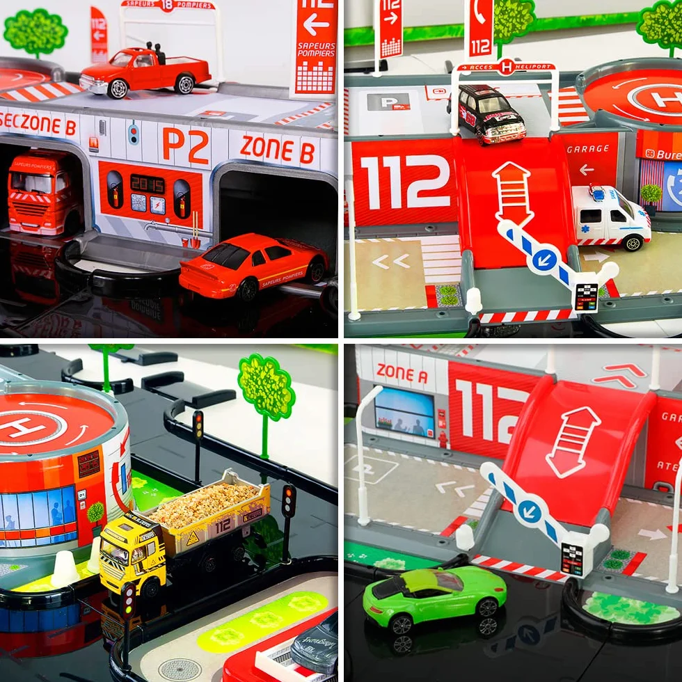 STARLUX - Maxi Garage Totale con 3 Livelli, Piattaforma di Servizio e Circuito di 4 Metri - da 3 Anni - Made in Europe - 401016