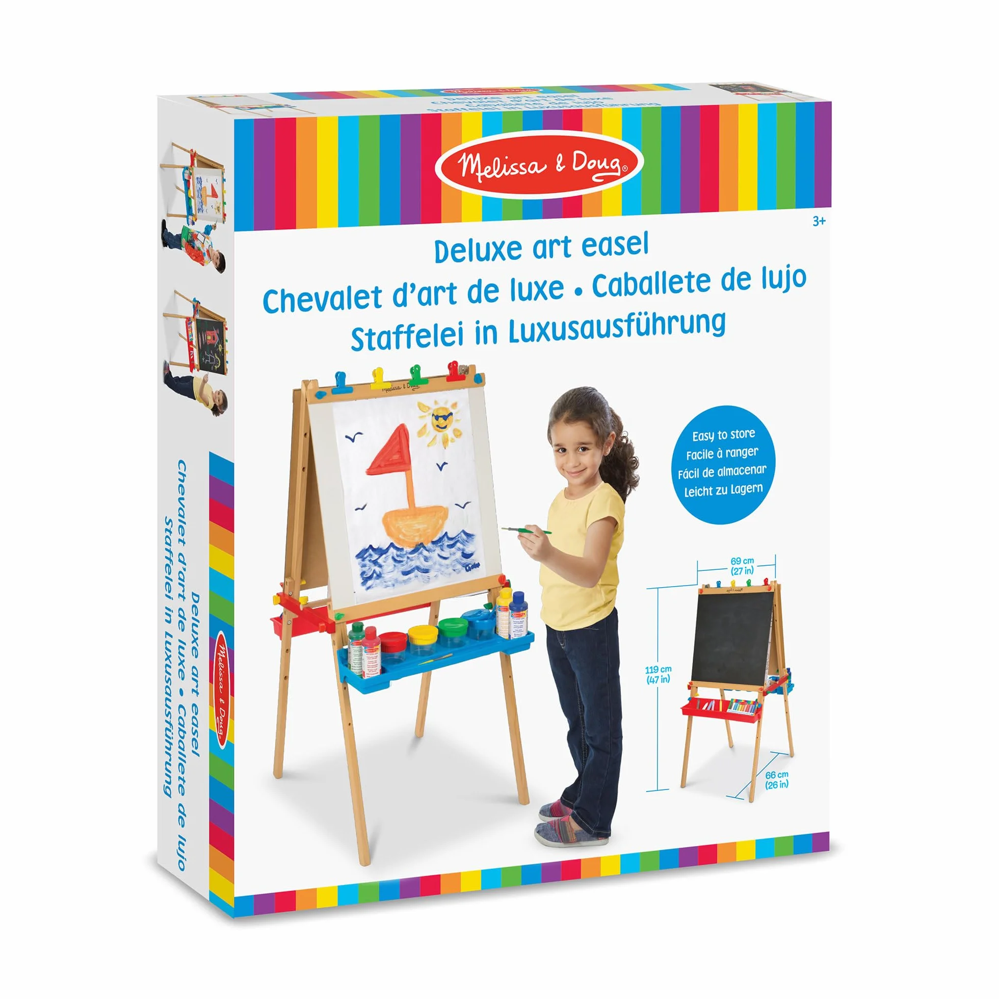 Melissa & Doug Set artistico con cavalletto in legno | Cavalletto per lavori creativi e artistici per bambini dai 3 ai 8 anni | Cavalletto con lavagna per bimbi | Lavagne per pennarelli e gessi