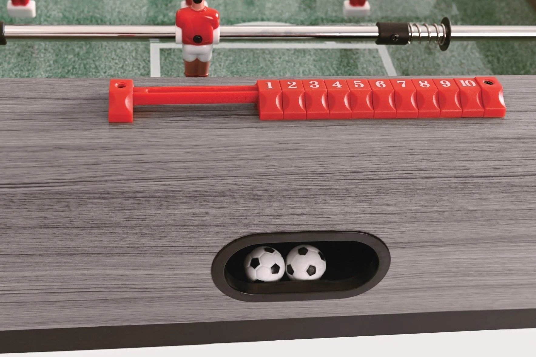 Garlando [Calcio balilla F-ZERO Rovere Grigio] Biliardino Calcetto Da Tavolo Con Aste Telescopiche Rientranti O Aste Uscenti Campo Effetto Erba Segnapunti Integrato Palline Icluse