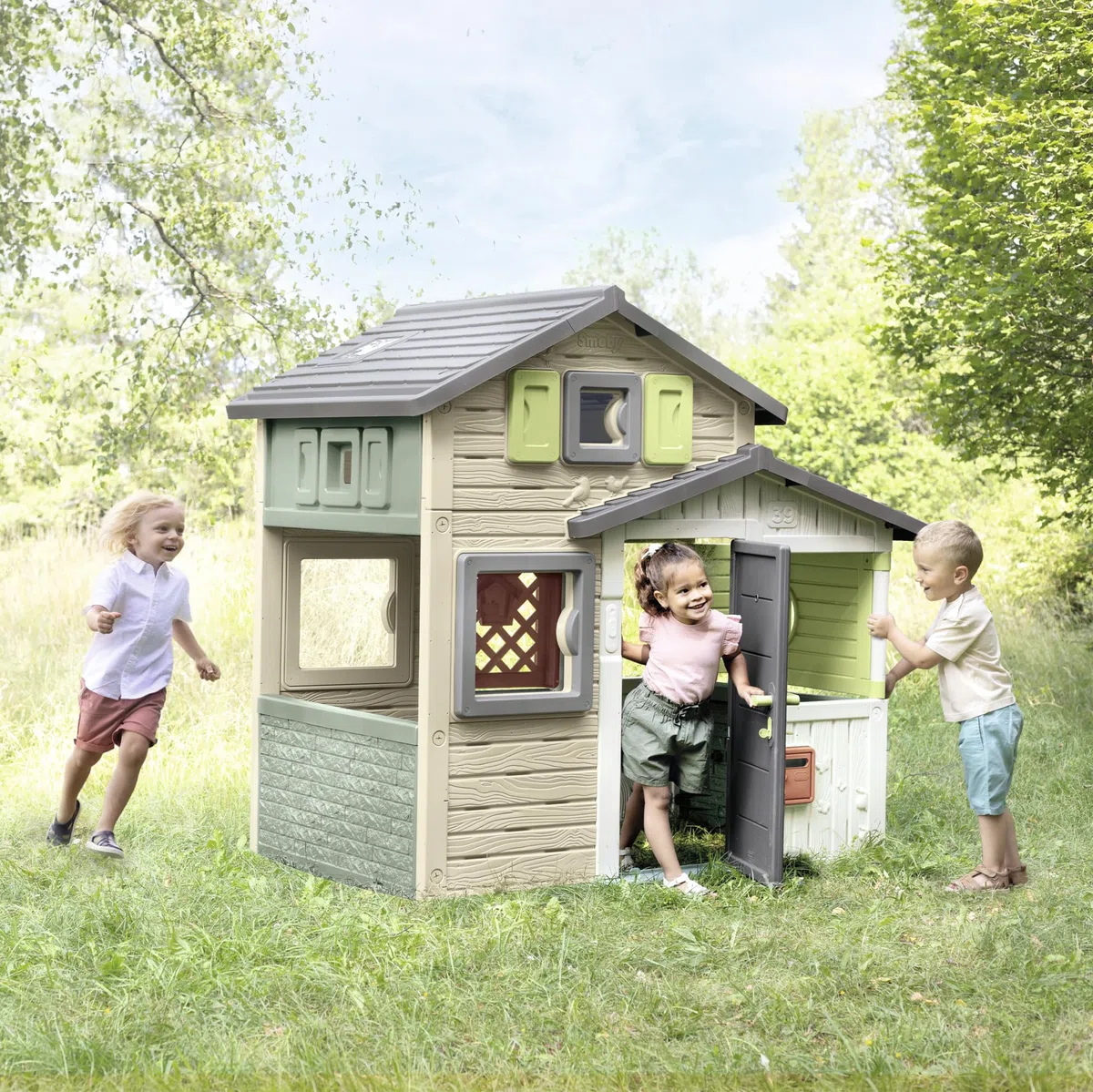 Smoby Life Casetta da giardino Amica Evo 114x162x175 cm plastica riciclata resistente intemperie