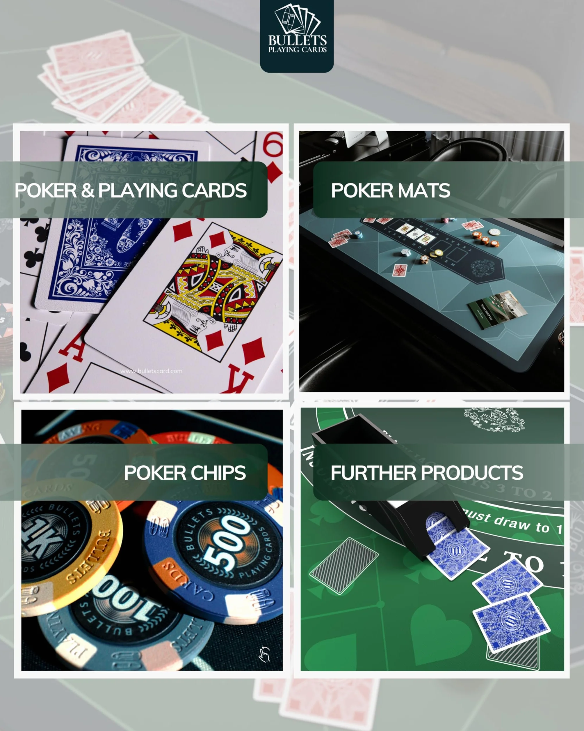 Janice Bullets Playing Cards Set da Poker 300 Chip Plastica con Valori Pulsante Ceramica Carte