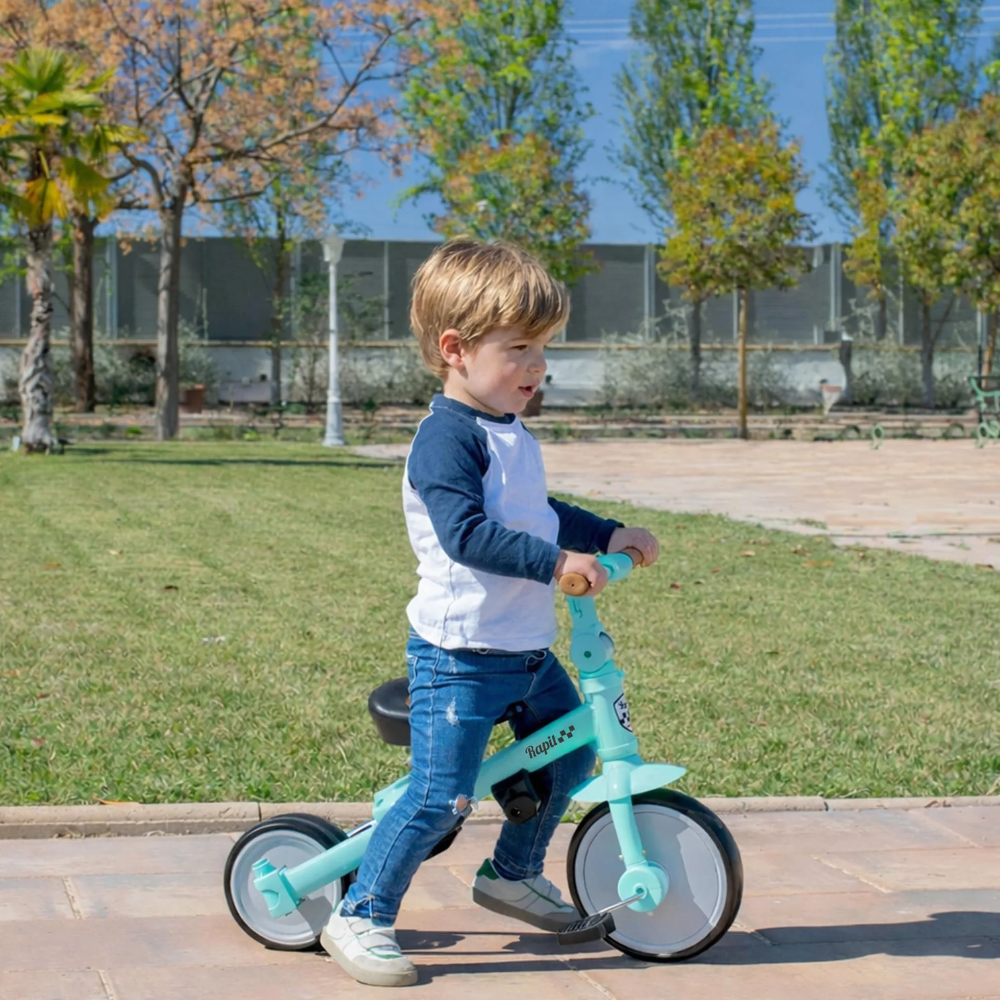 Triciclo Evolutivo 5 in 1 Interbaby | Triciclo Bambini con Maniglione da 1 a 5 Anni | Bicicletta Bambini e Bici Senza Pedali Trasformabile | Con o Senza Pedali | Regolabile e Adattabile (Verde)